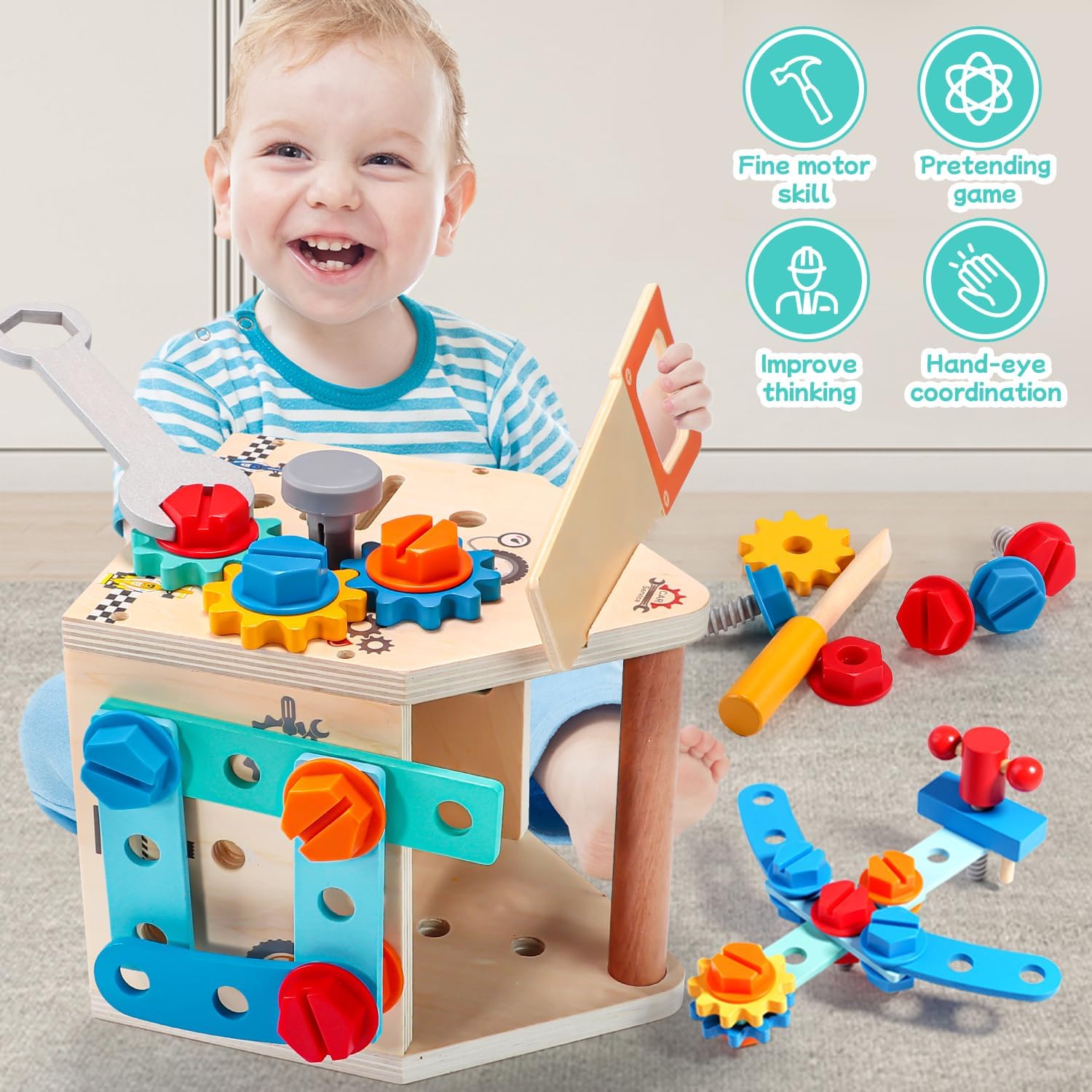 Wooden Toddler Tool Set - 33 PCS