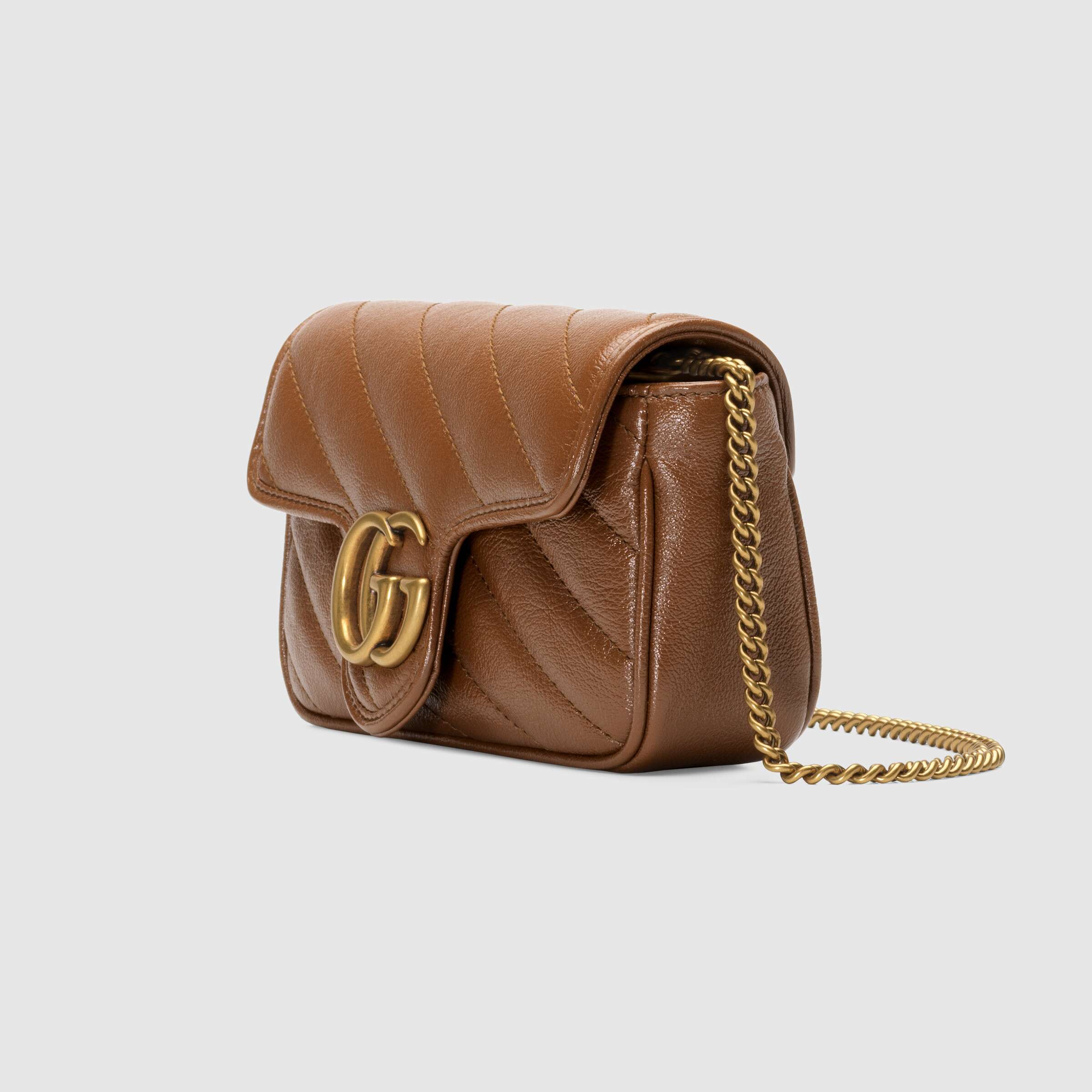 GG Marmont matelassé super mini bag Brown leather