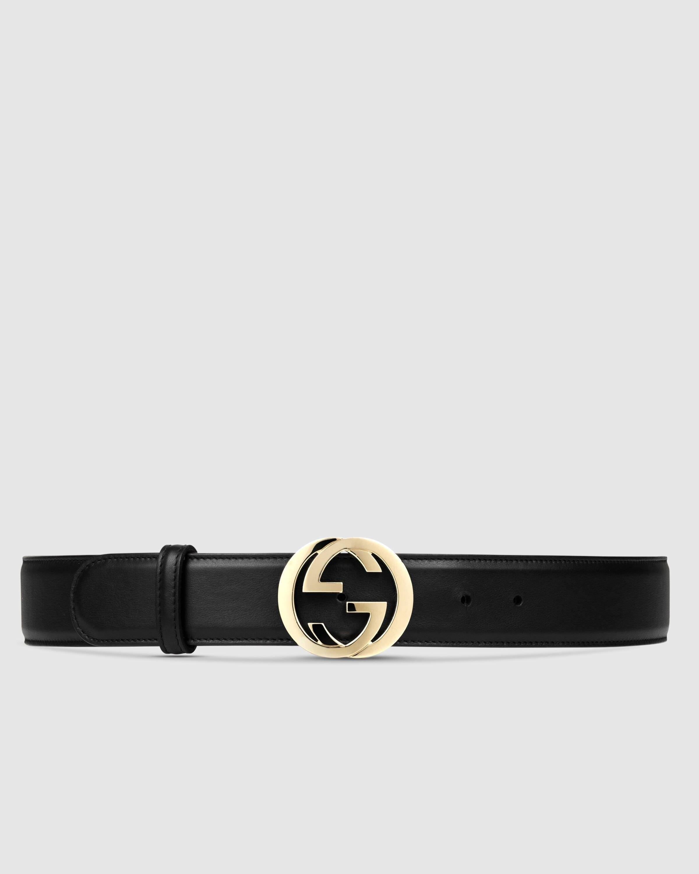 Gucci Leather Belt With Interlocking G Buckle