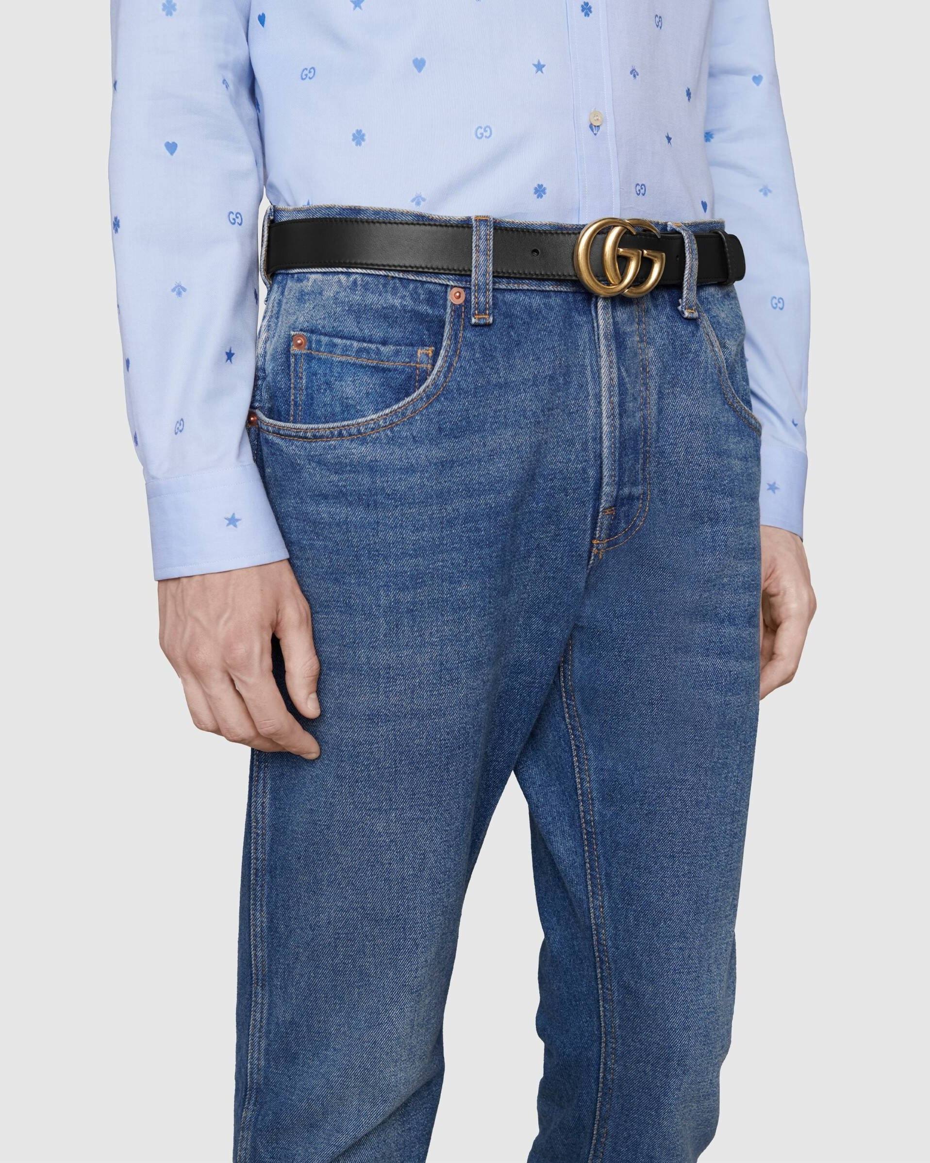 Gucci Wide Leather Belt With Double G Buckle