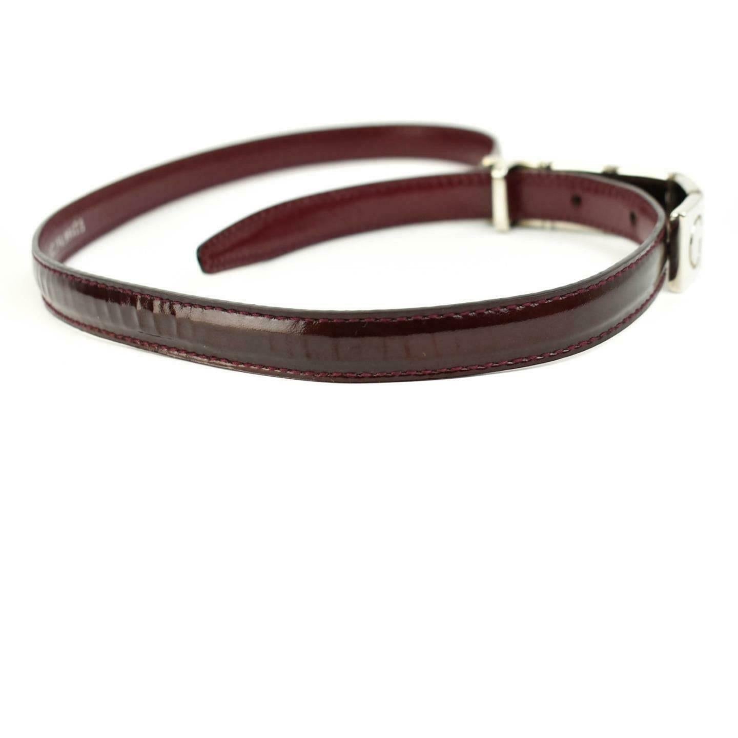 GUCCI: Burgundy, Patent Leather Logo Waist Belt fits 24