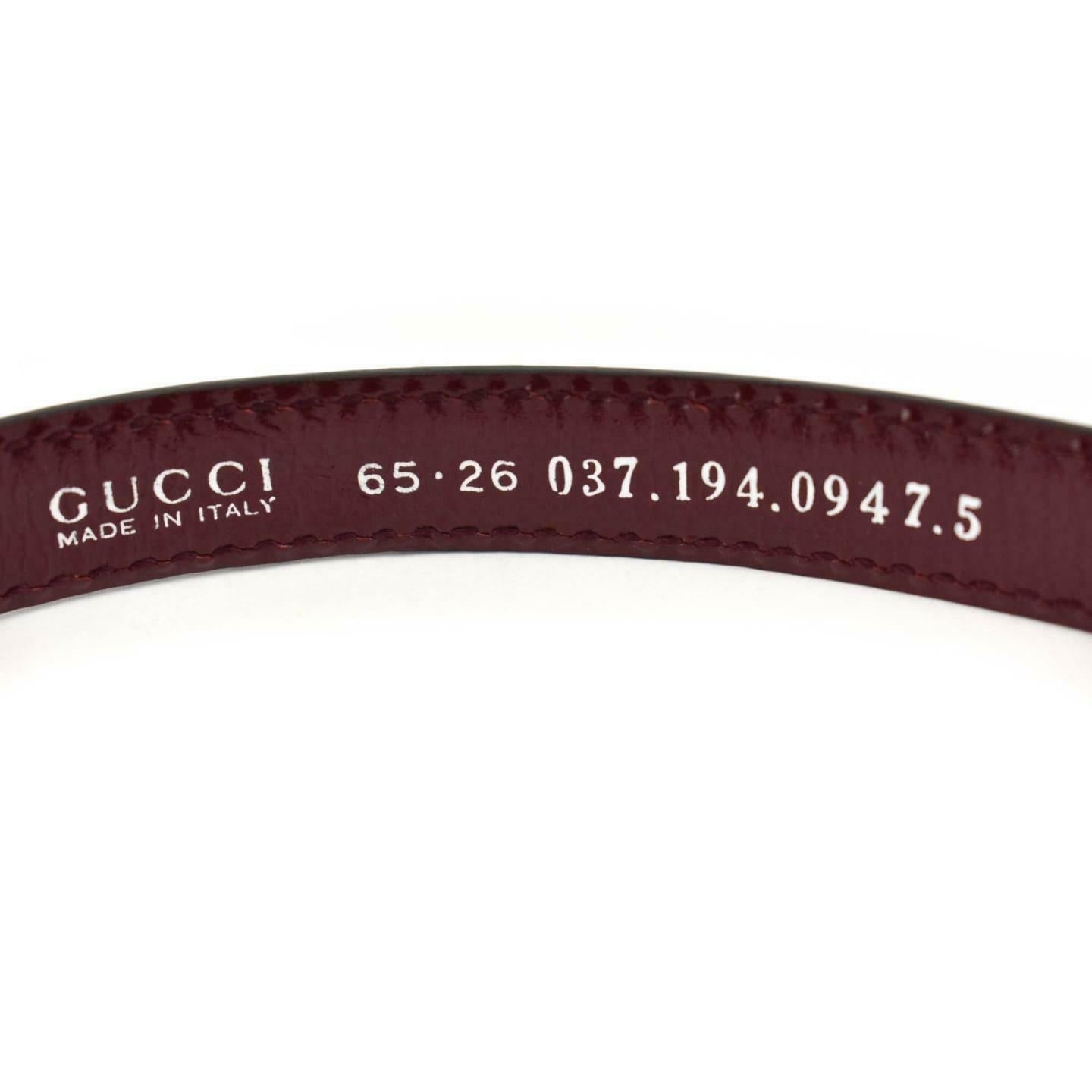 GUCCI: Burgundy, Patent Leather Logo Waist Belt fits 24