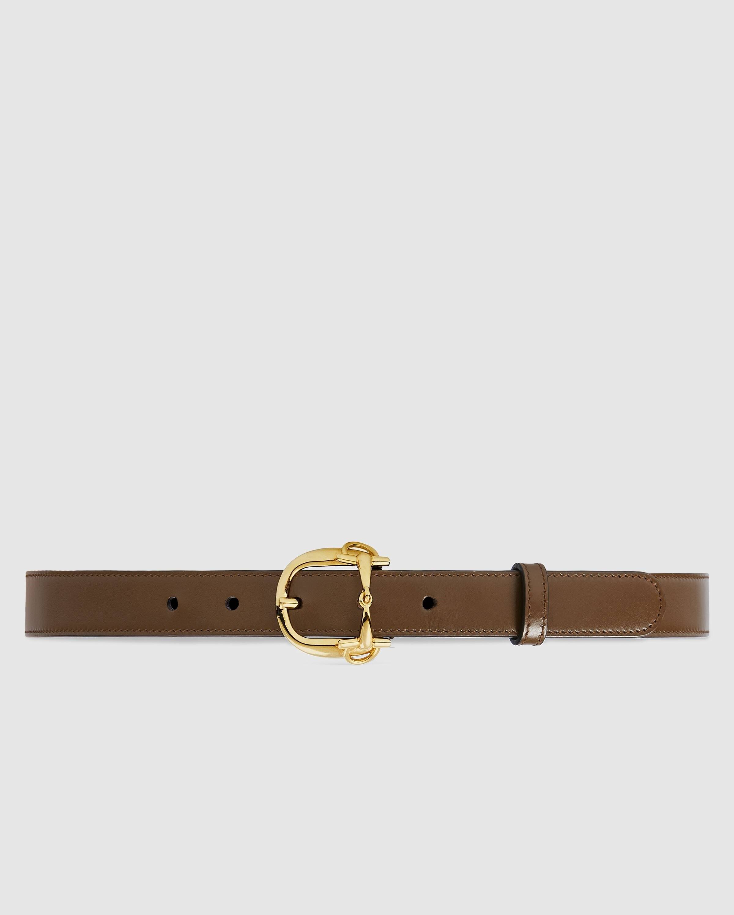 Gucci Thin Belt With Horsebit Buckle, Brown