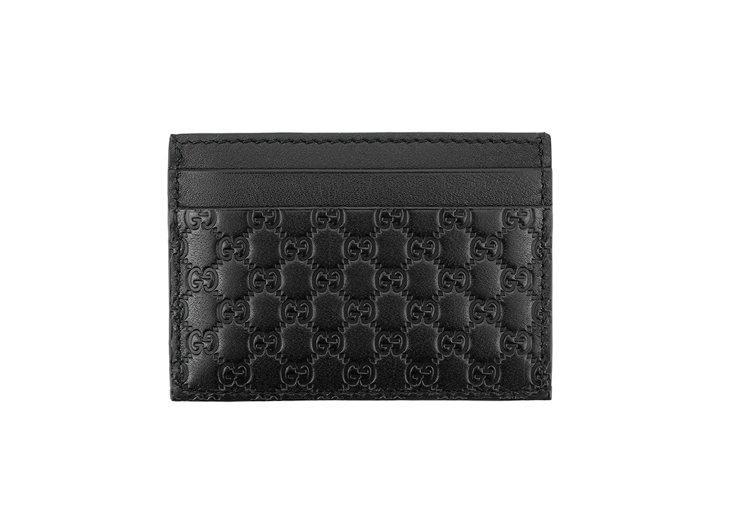 Gg Canvas Embossed Leather Card Holder Black