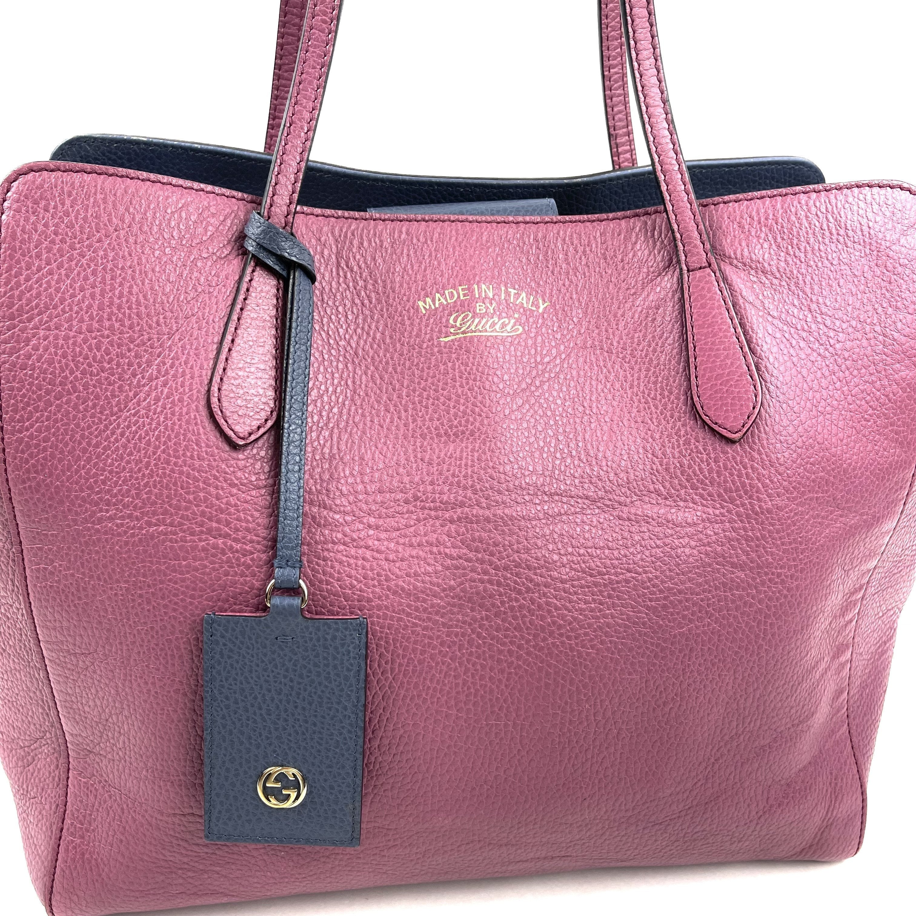 GUCCI Purple Leather Swing Tote