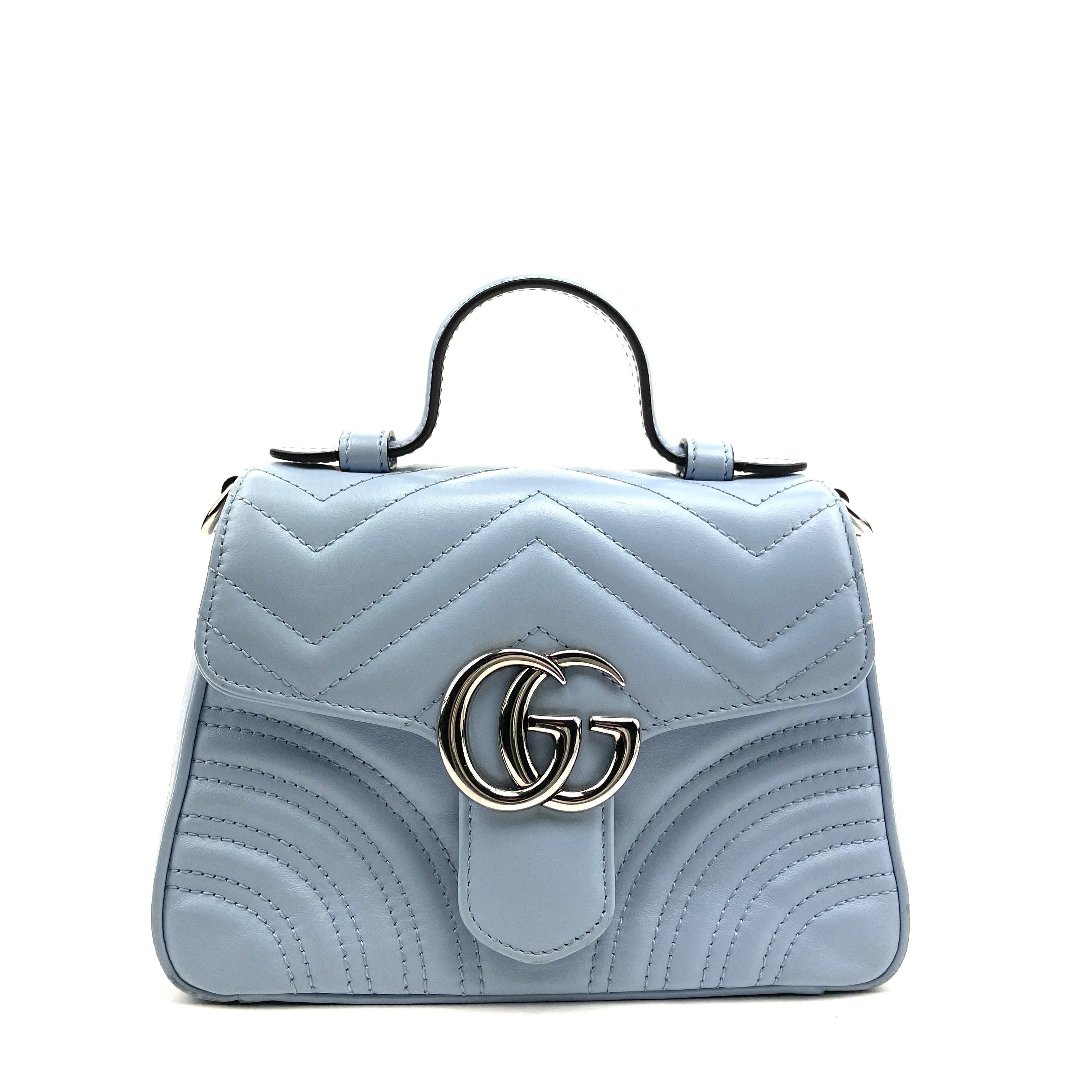 GUCCI GG Marmont Mini Top Handle Bag Blue