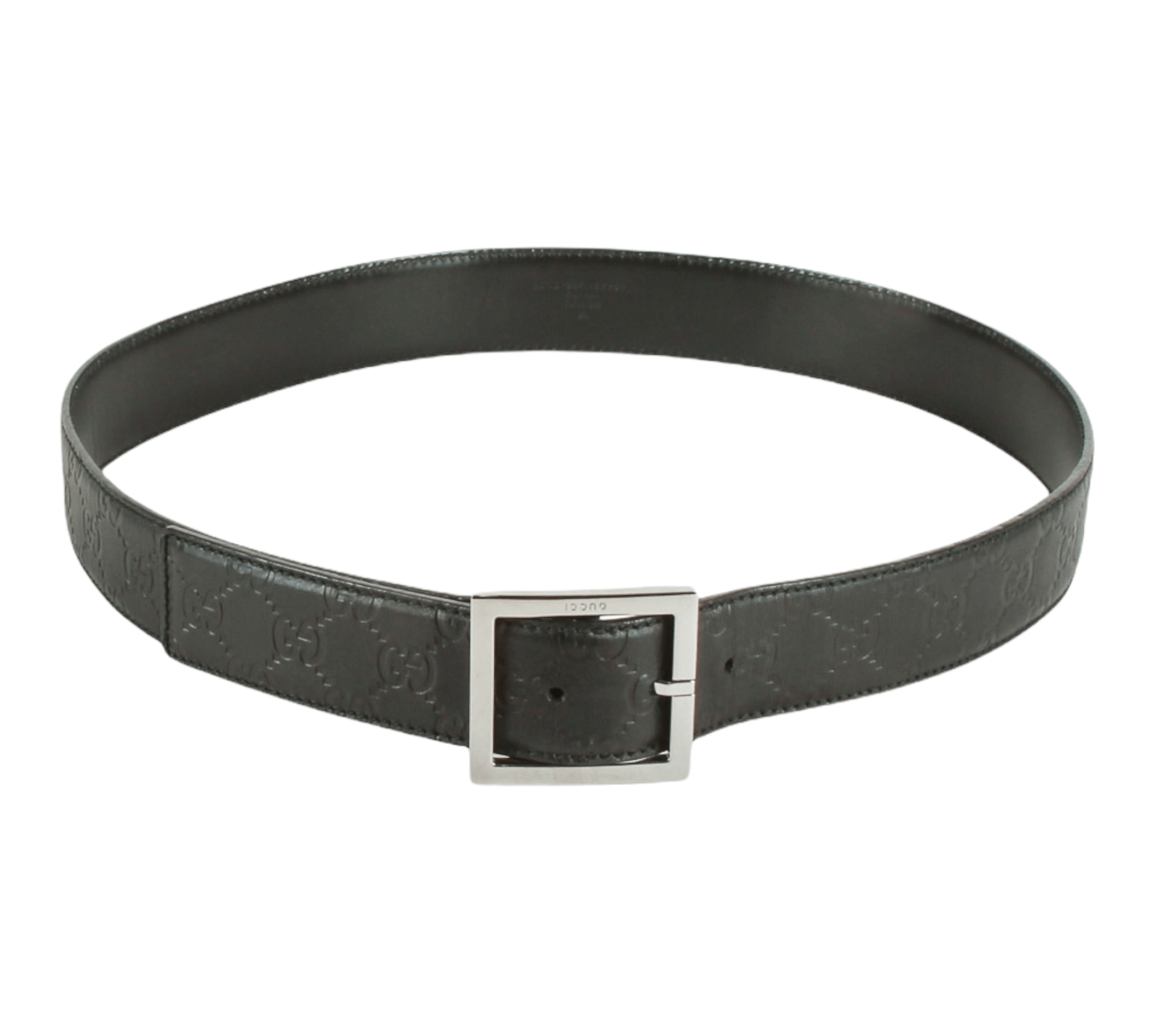 Authentic Gucci Micro Guccissima Belt Black leather