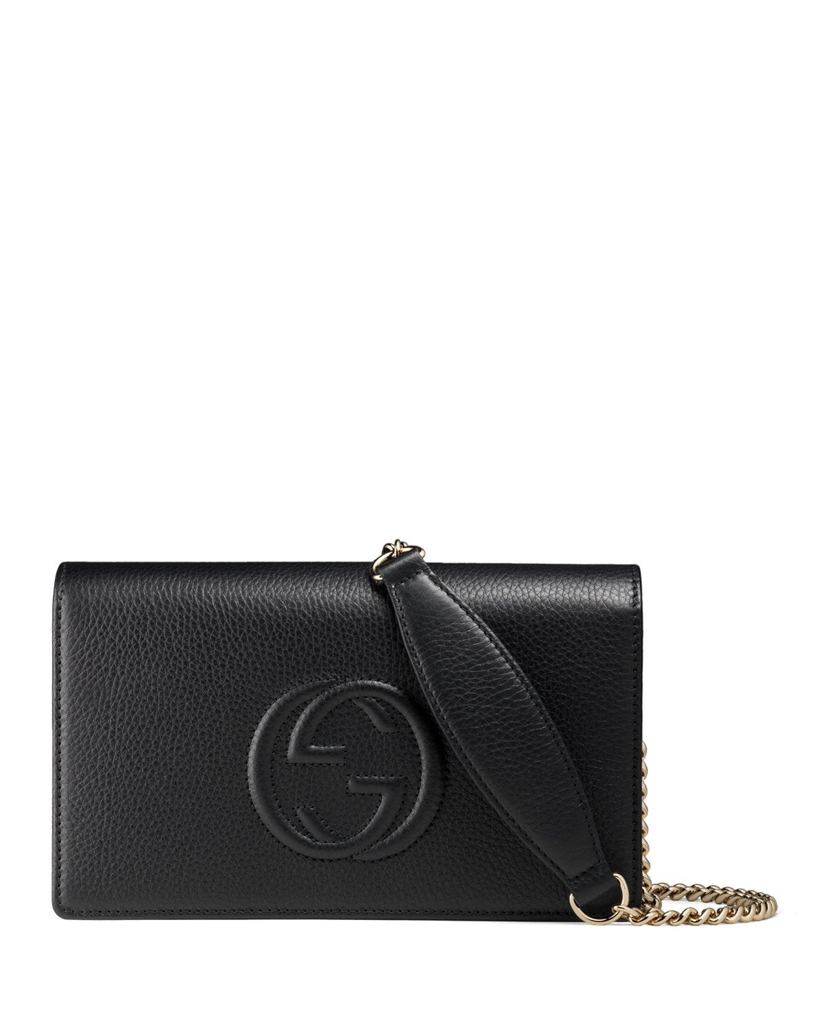 Soho Disco Leather Wallet On Chain Crossbody Black