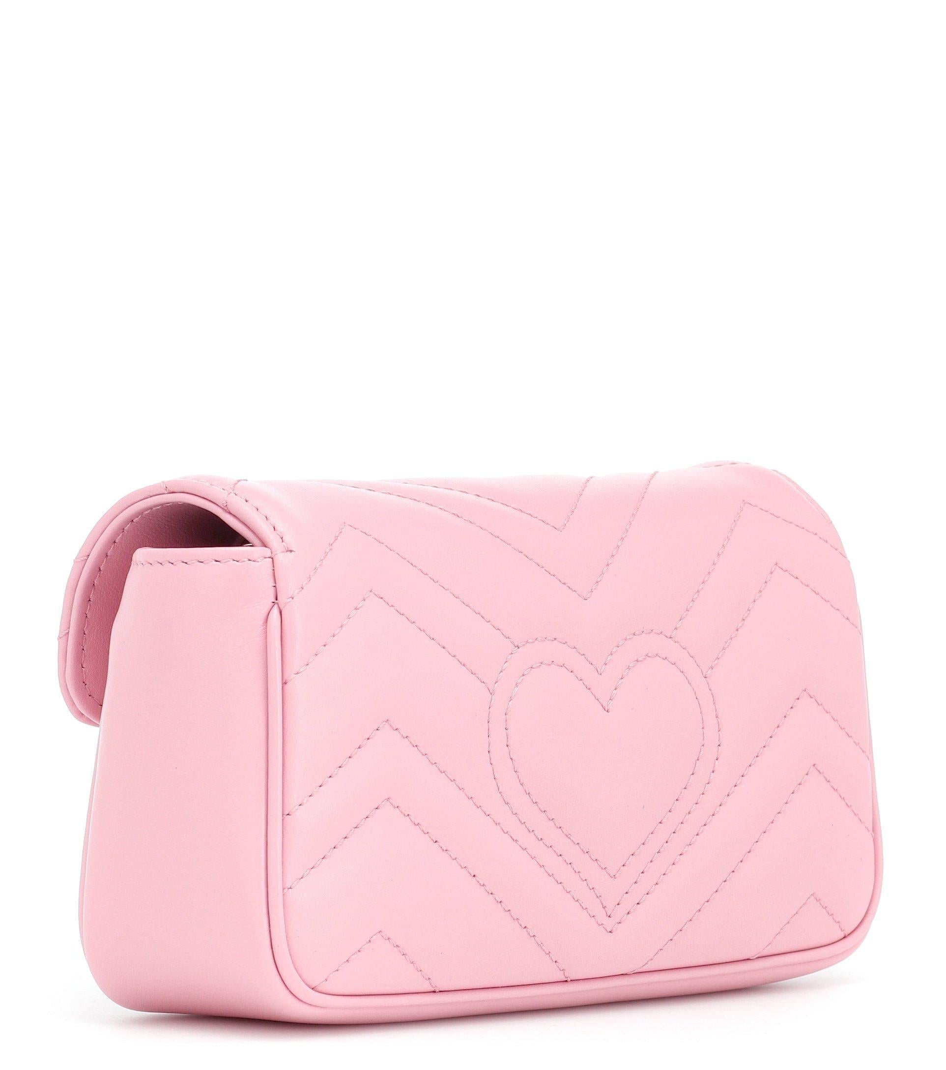 Gg Marmont Super Mini Leather Shoulder Bag Wild Rose