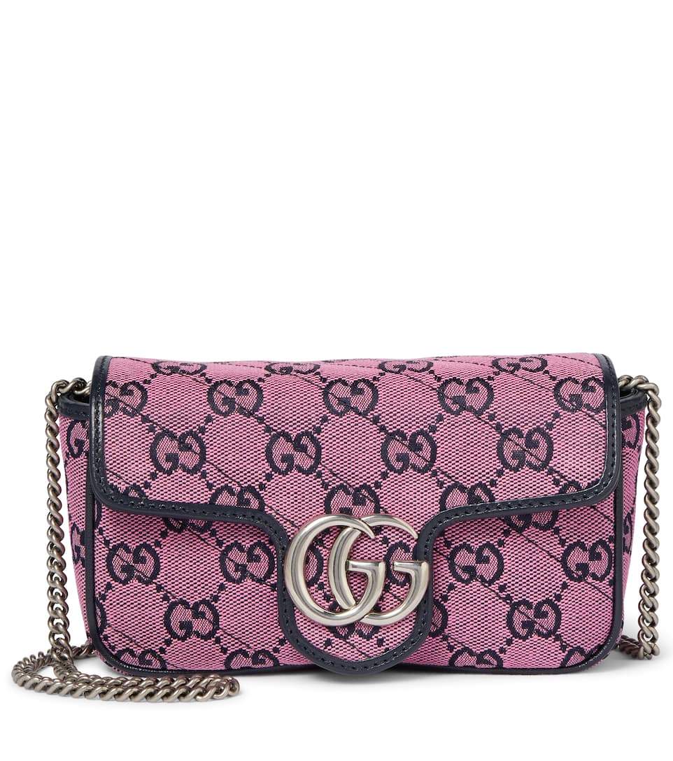 Gg Marmont Multicolor Super Mini Shoulder Bag Pink