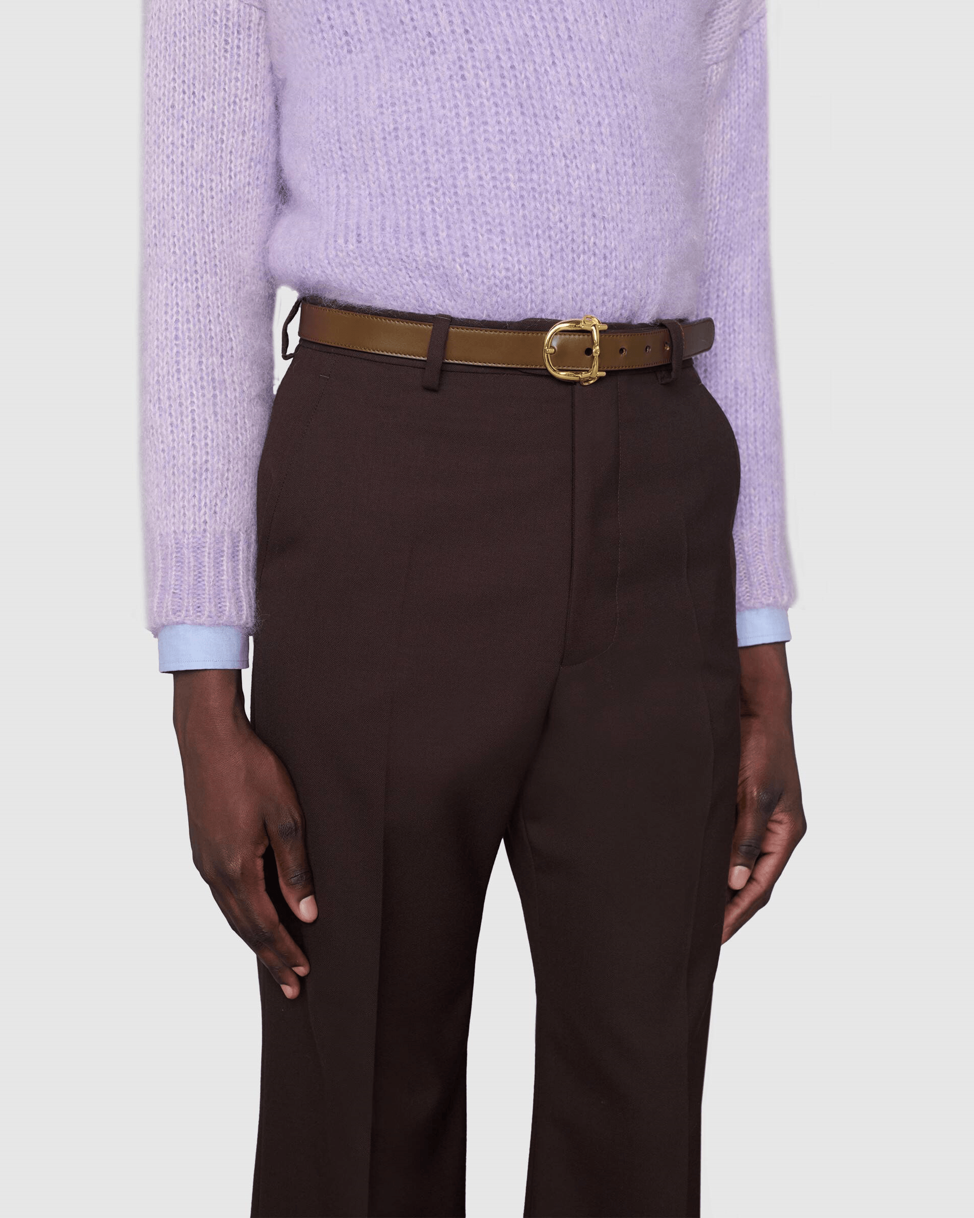 Gucci Thin Belt With Horsebit Buckle, Brown