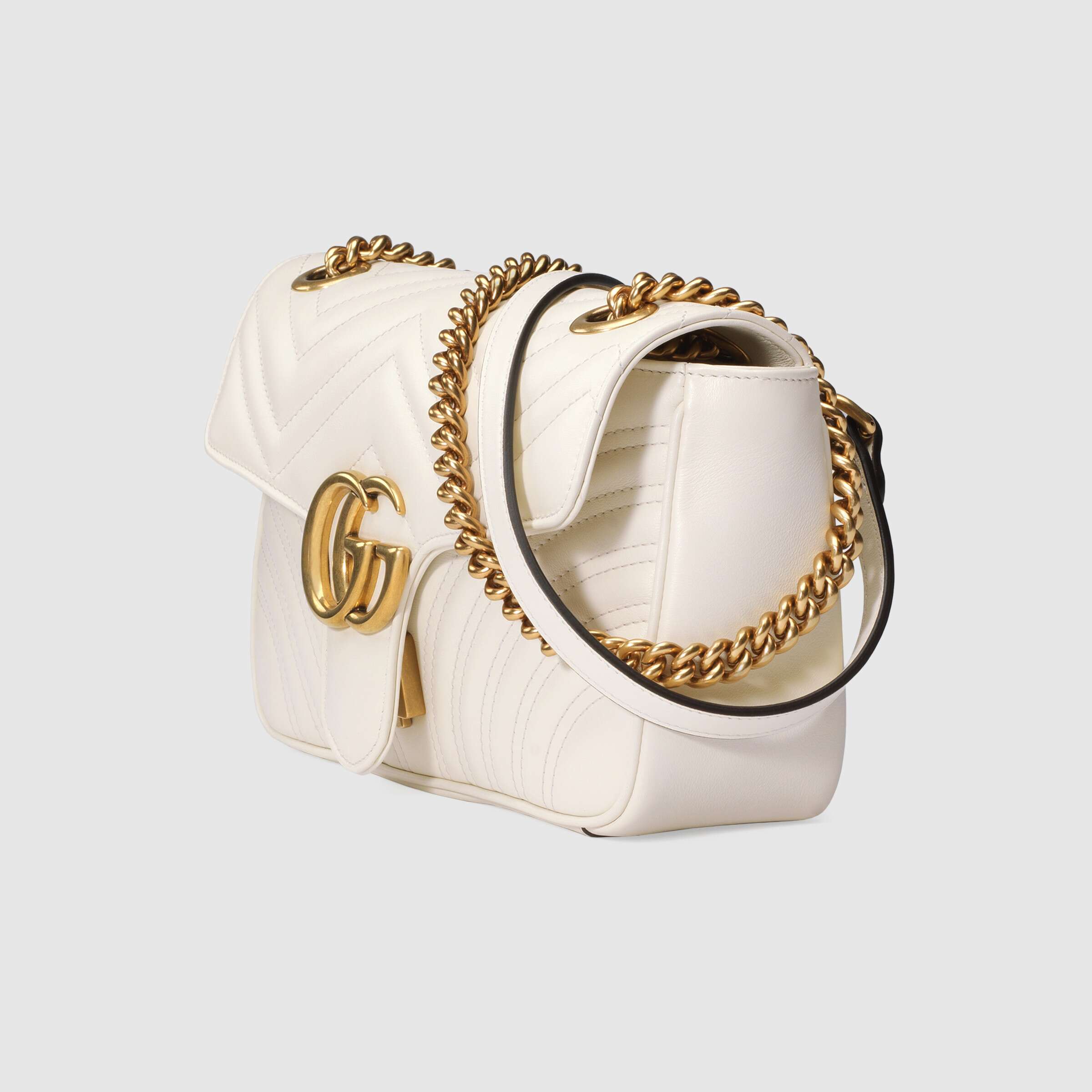 GG Marmont small matelassé shoulder bag White leather