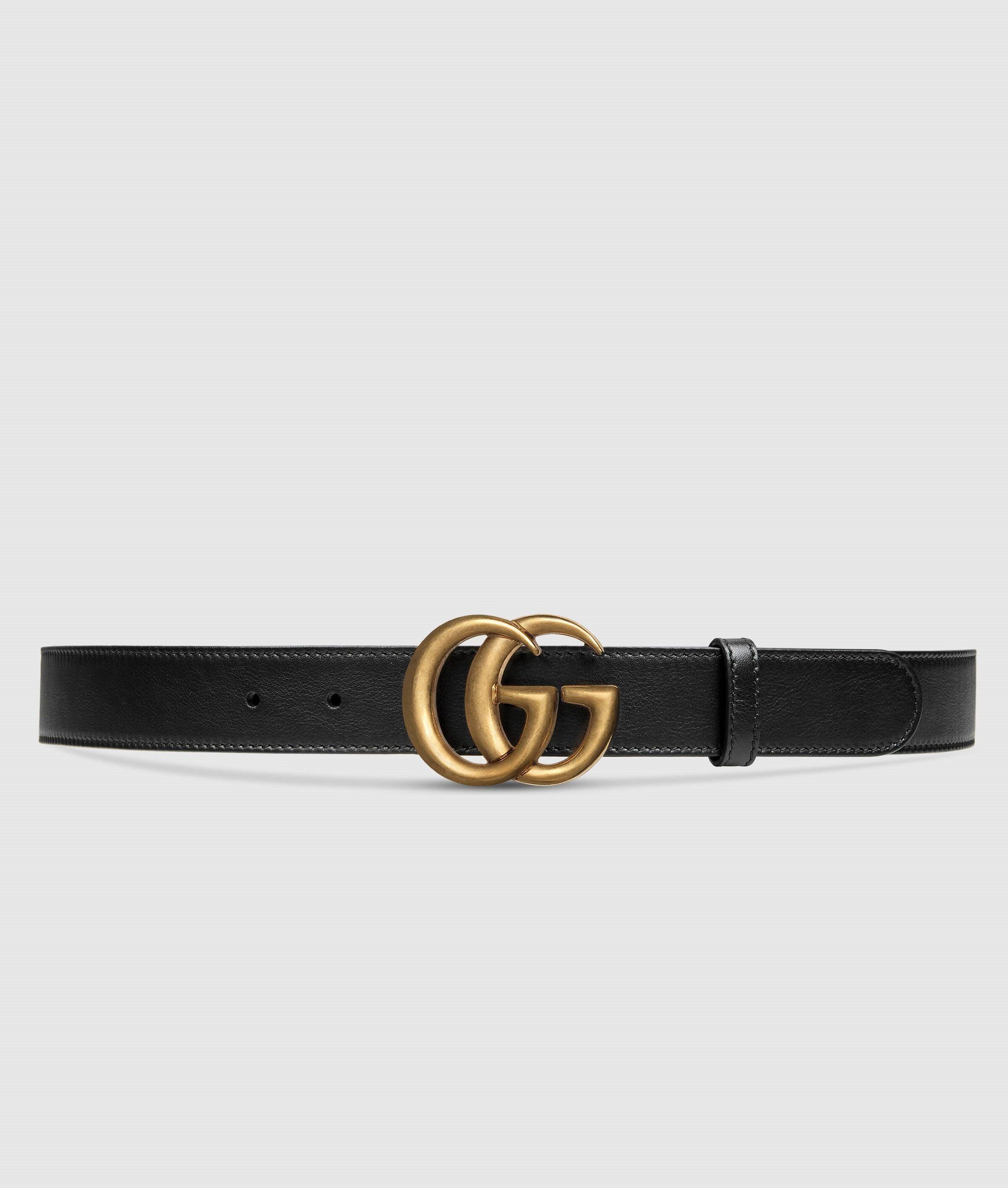 Gucci Wide Leather Belt With Double G Buckle