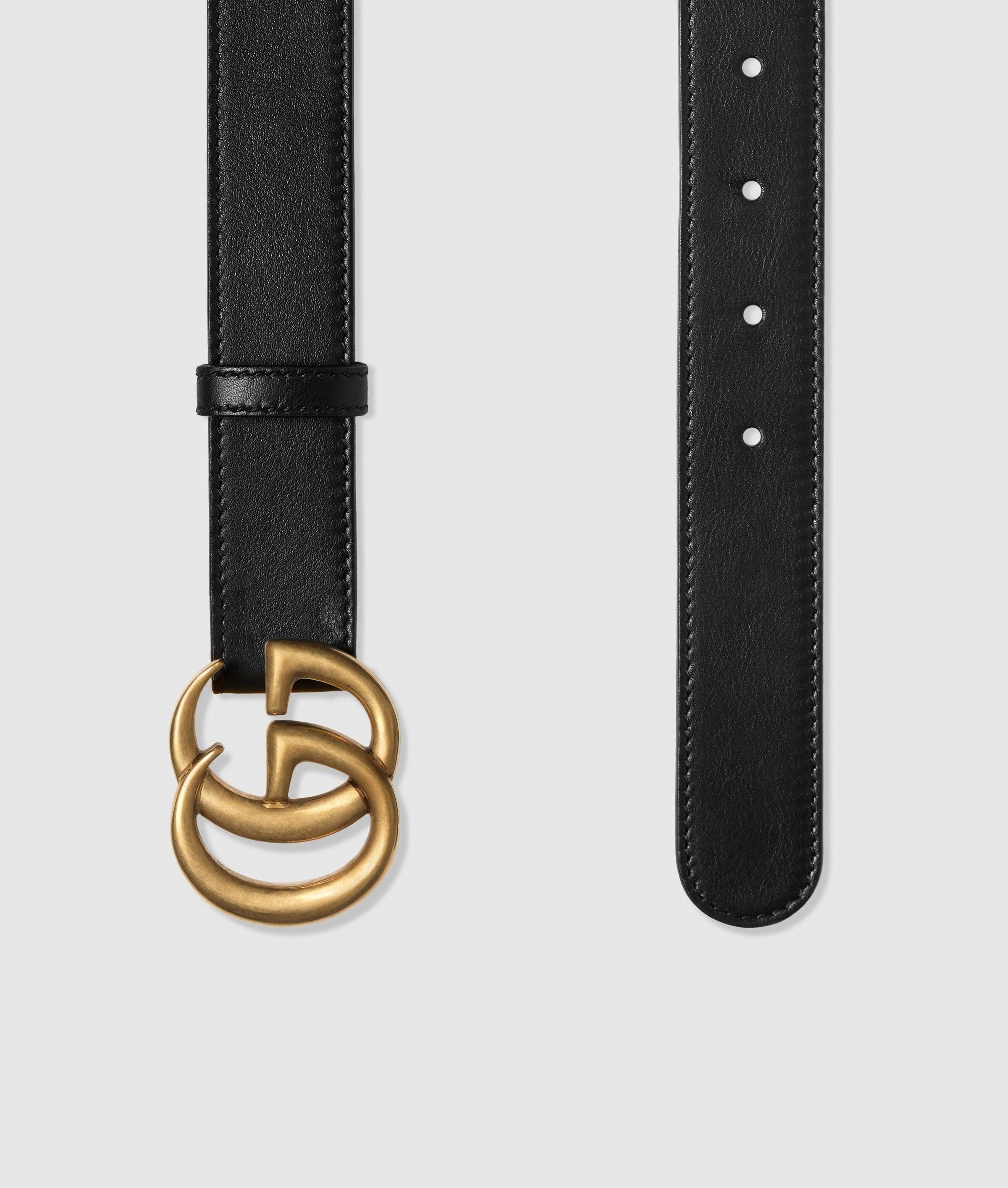 Gucci Wide Leather Belt With Double G Buckle