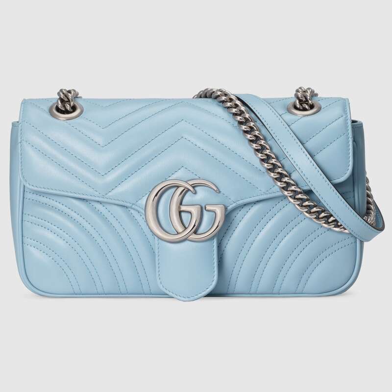 GG Marmont small shoulder bag Pastel blue leather