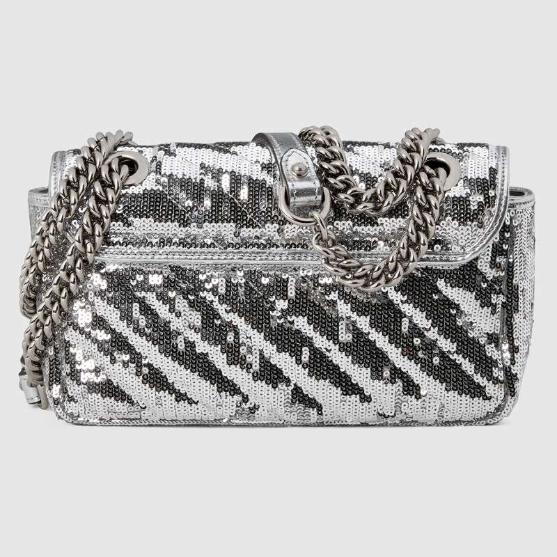 GG Marmont mini sequin shoulder bag Silver Leather