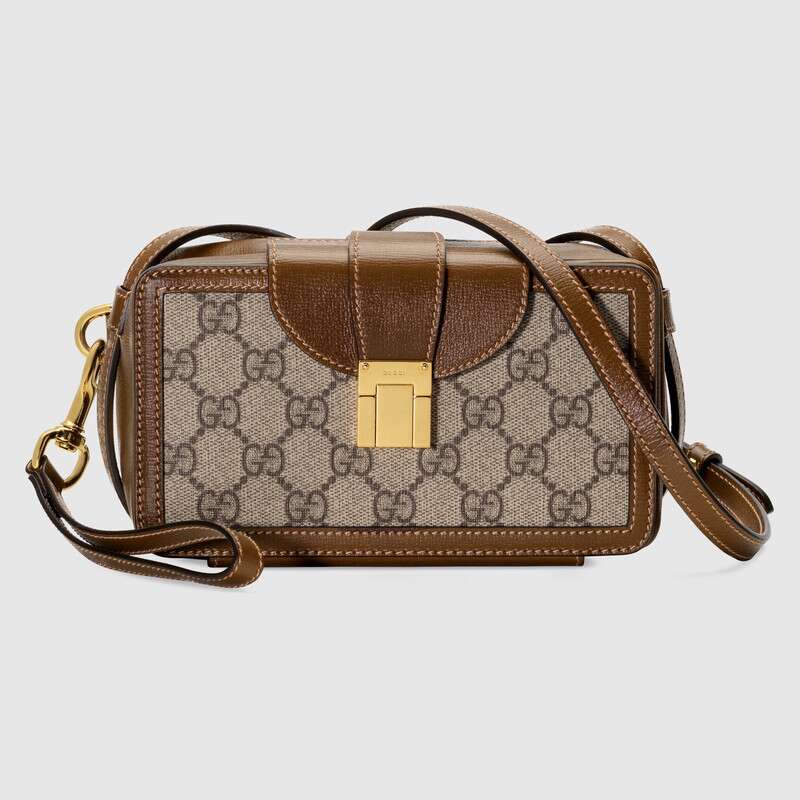 GG mini bag with clasp closure Brown leather