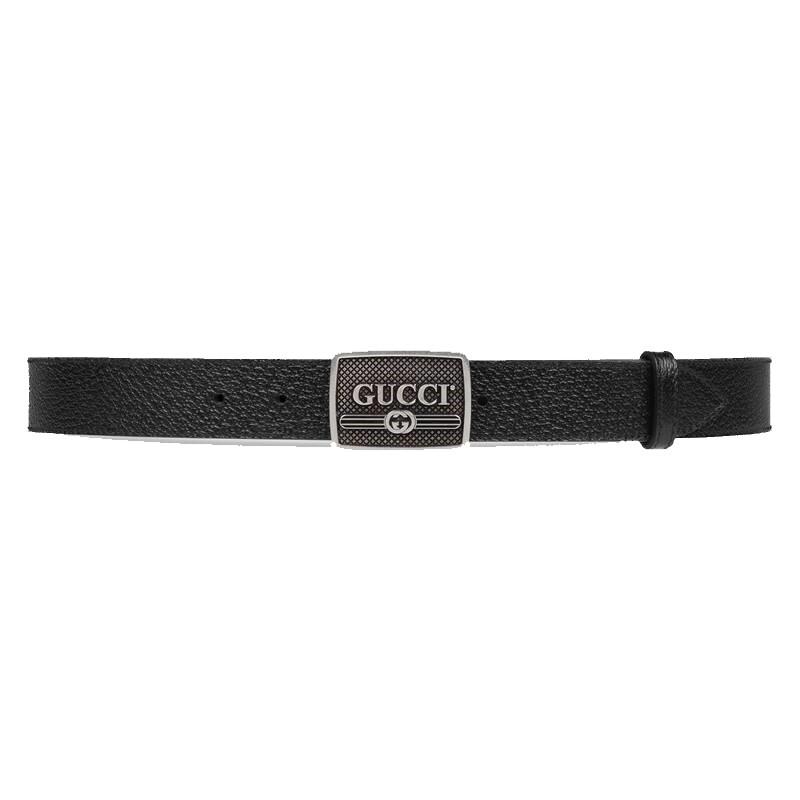 Gucci Black Mens Leather Belt Metal Logo Buckle 90/36 523311