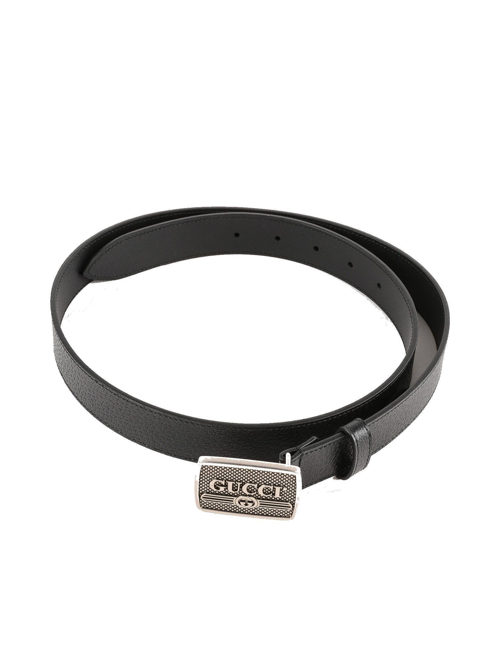 Gucci Black Mens Leather Belt Metal Logo Buckle 90/36 523311