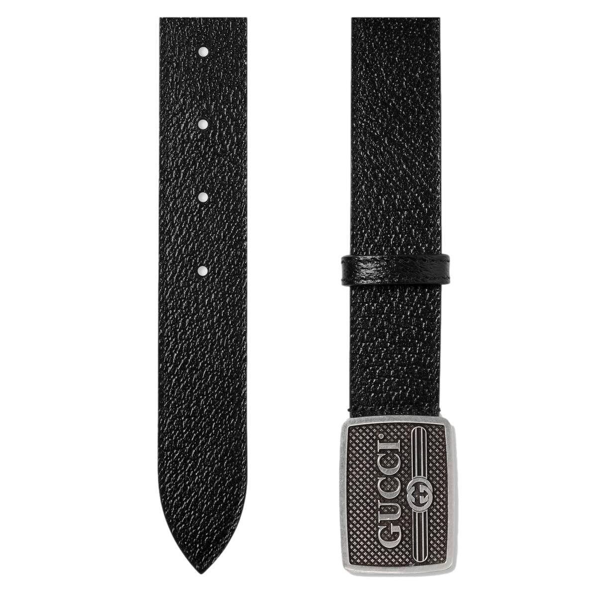 Gucci Black Mens Leather Belt Metal Logo Buckle 90/36 523311