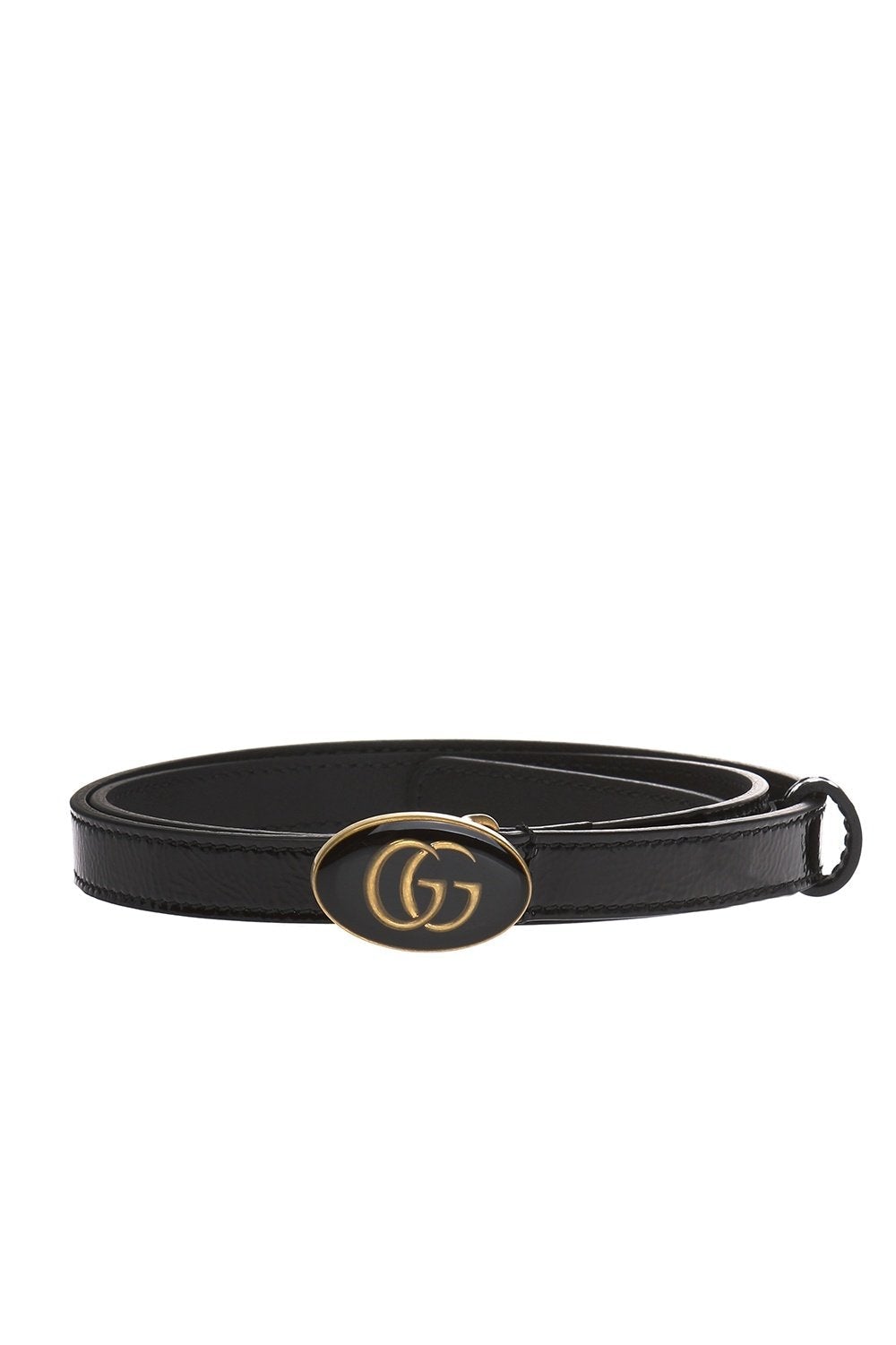 Gucci Black Patent Leather Mini GG Belt 95/38 524117