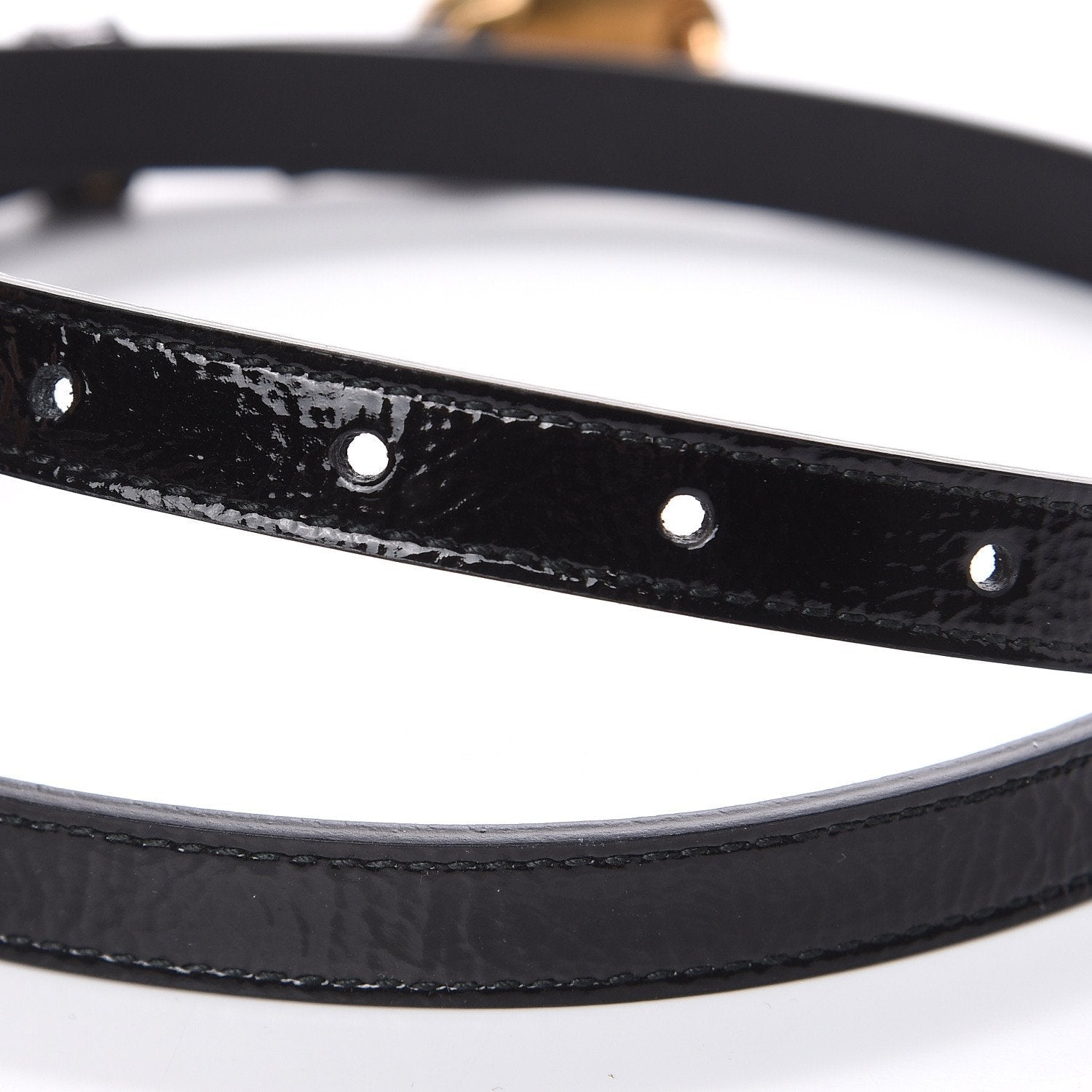 Gucci Black Patent Leather Mini GG Belt 95/38 524117