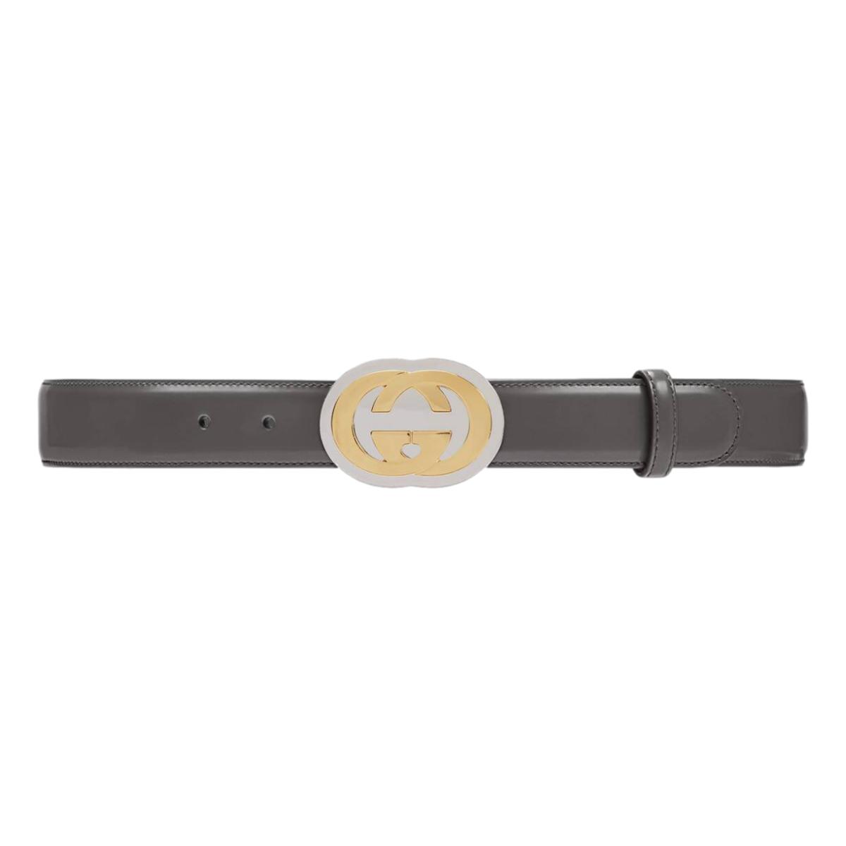 Gucci Dark Grey Leather Two Tone GG Logo Buckle 95/38 598092