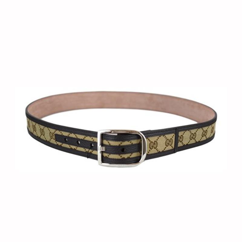 Gucci GG Belt Canvas Brown Leather Unisex 449716 Size 38 - 95