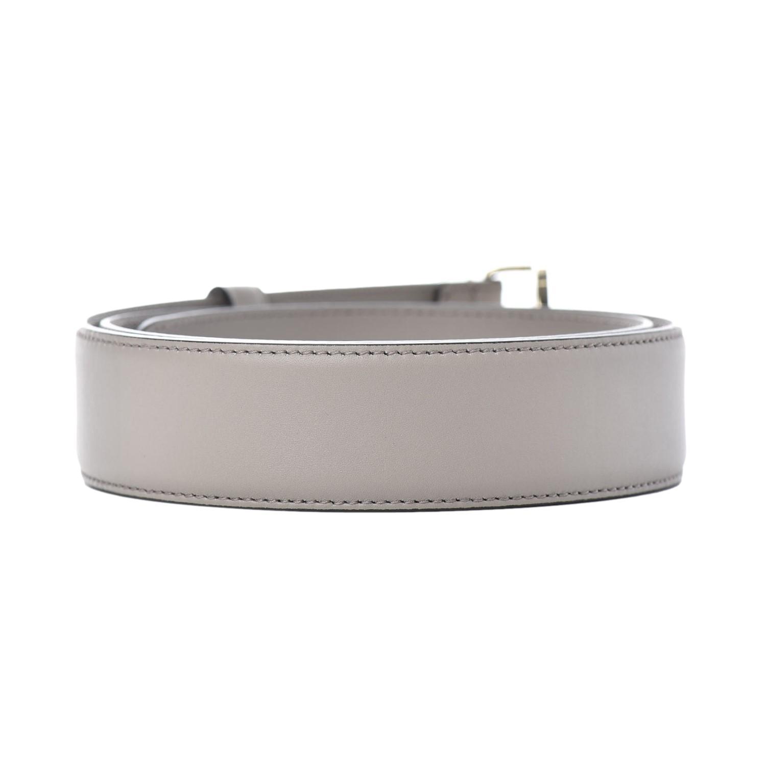 Gucci GG Storm Grey Leather Gold Toned Hardware Belt 546386 95/38