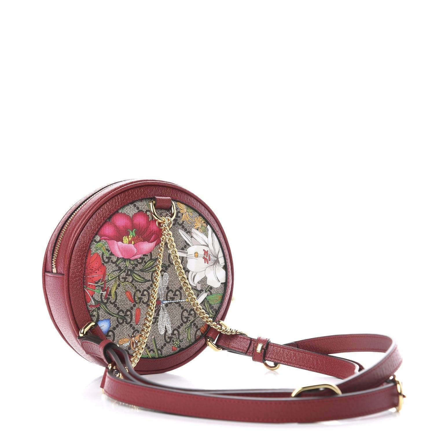 Gucci Ophidia Red GG Supreme Canvas Flora Print Backpack 598661