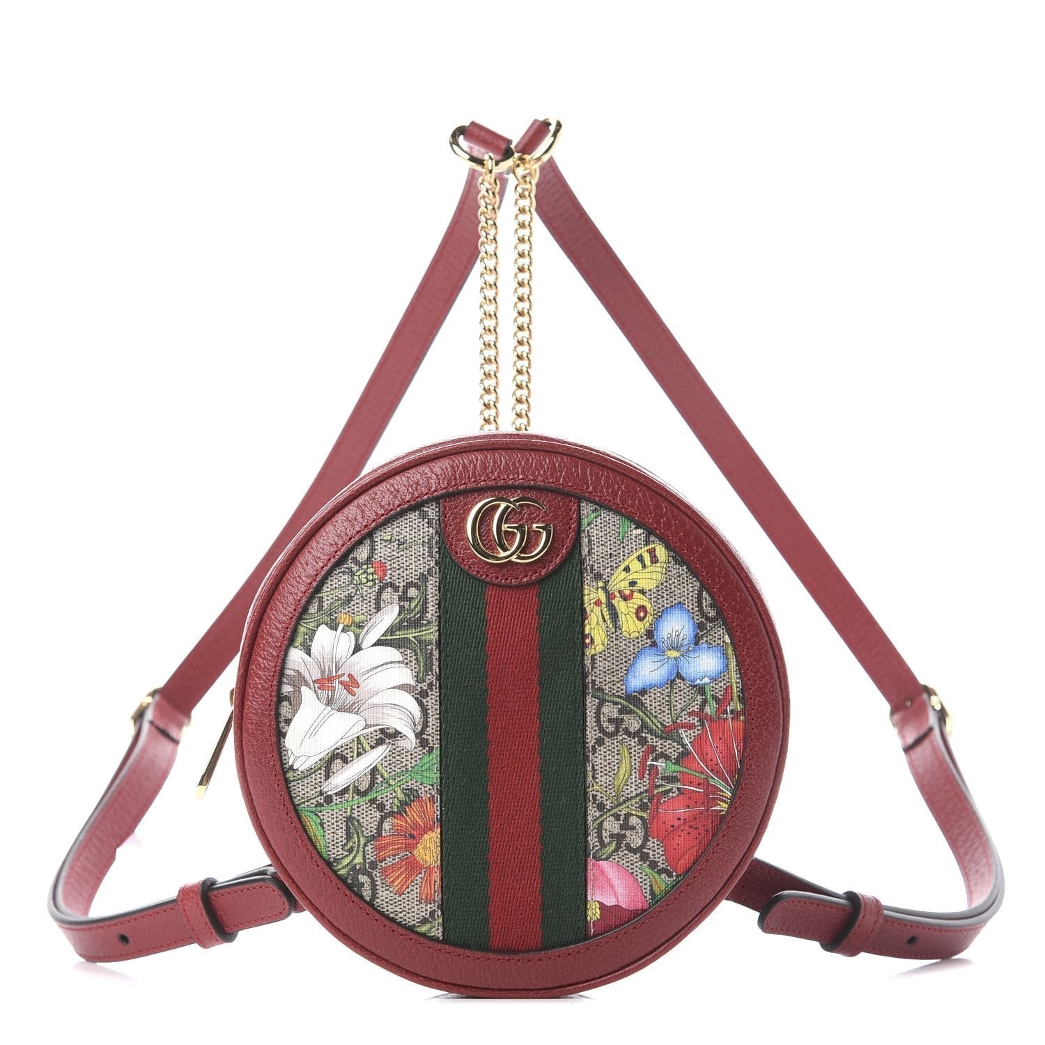 Gucci Ophidia Red GG Supreme Canvas Flora Print Backpack 598661