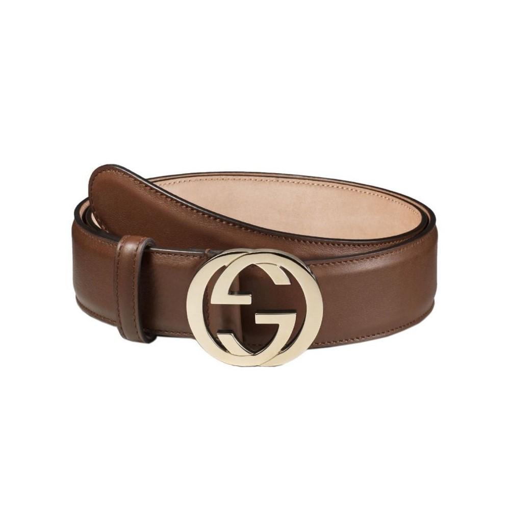 Gucci Interlocking G Buckle Brown Leather Belt 370543 90/36