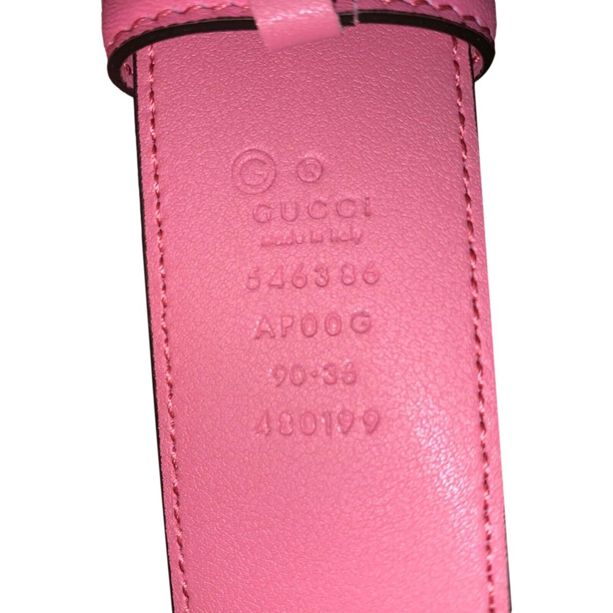 Gucci Interlocking G Buckle Pink Magenta Leather Belt 546386 90/36