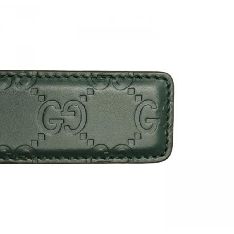 Gucci Men's Classic Guccissima Dark Green Belt Silver Hardware Size: 35 403941