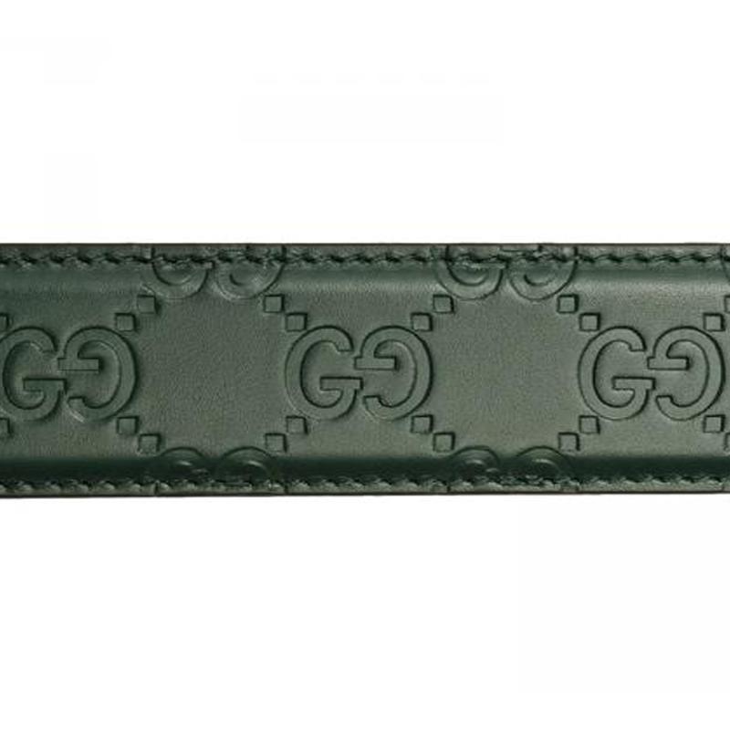 Gucci Men's Classic Guccissima Dark Green Belt Silver Hardware Size: 35 403941