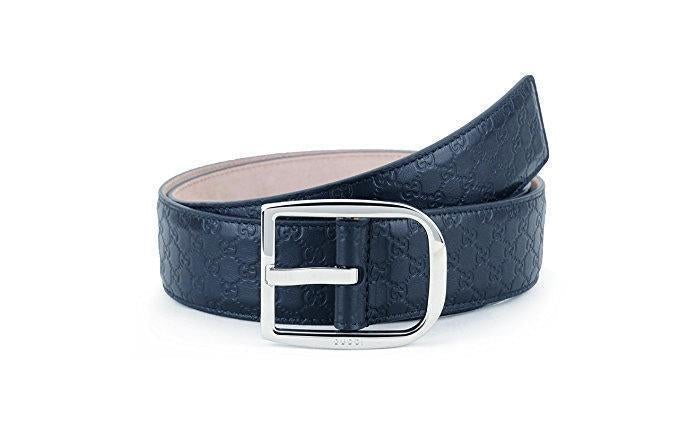 Gucci Men's Microguccissima Navy Blue Belt Silver Hardware 449716 Size: 95/38