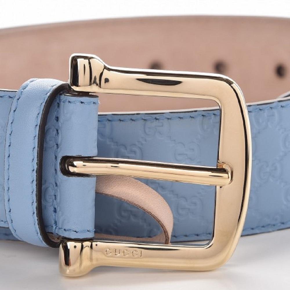 Gucci Microguccissima GG Mineral Blue Soft Margaux Leather Belt Size 90/36