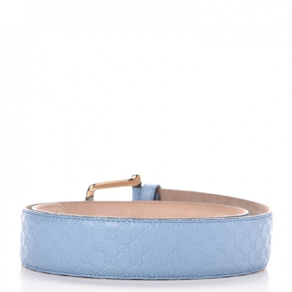 Gucci Microguccissima GG Mineral Blue Soft Margaux Leather Belt Size 90/36