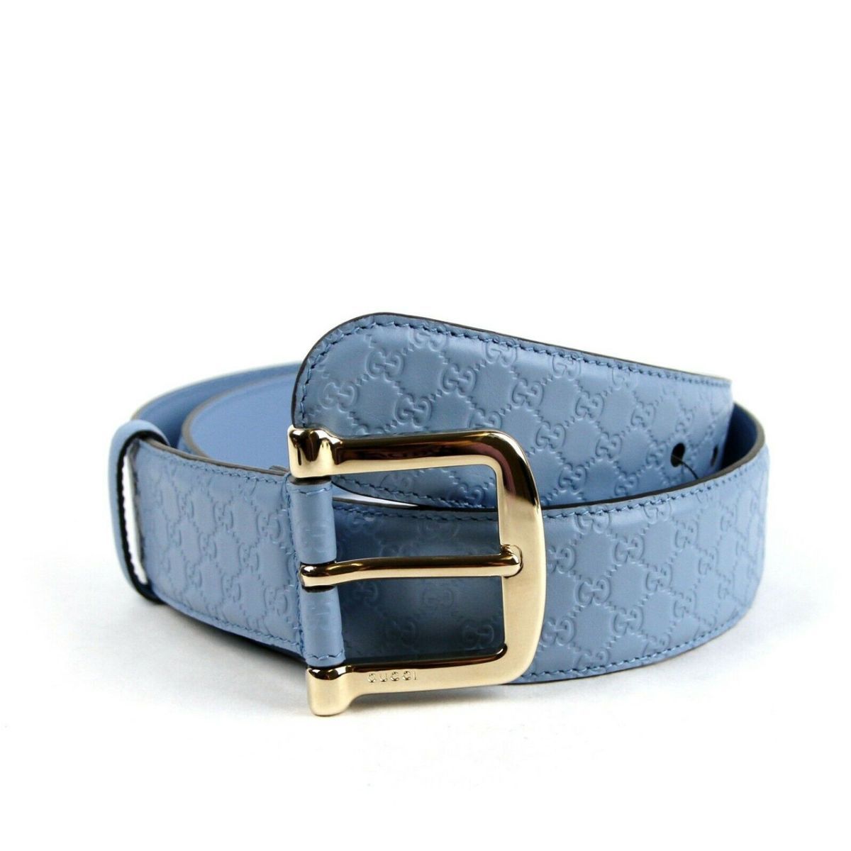 Gucci Microguccissima GG Mineral Blue Soft Margaux Leather Belt Size 95/38