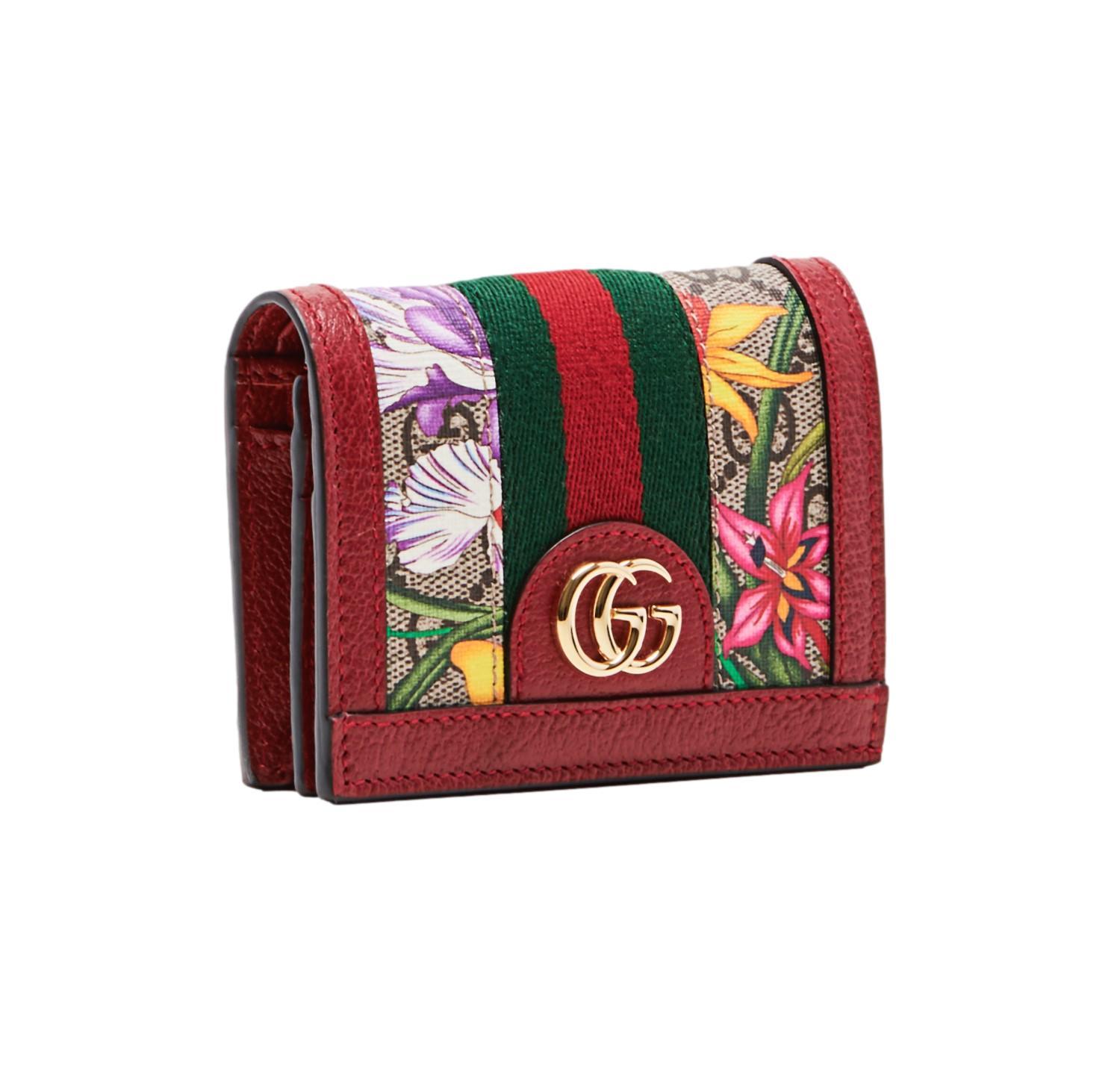 Gucci Ophidia Red Supreme Coated Canvas Gg Floral Wallet Bifold Wallet 523155