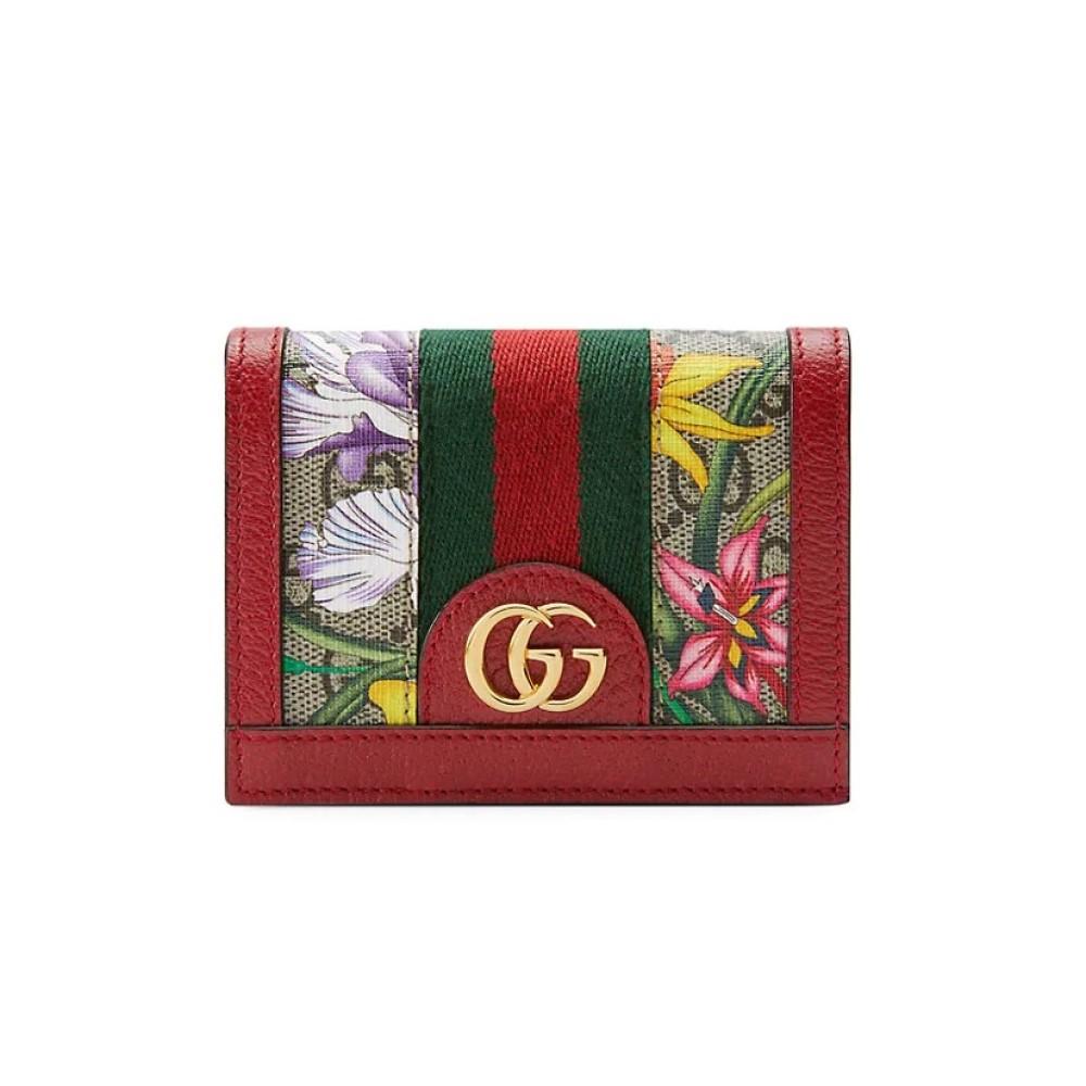 Gucci Ophidia Red Supreme Coated Canvas Gg Floral Wallet Bifold Wallet 523155