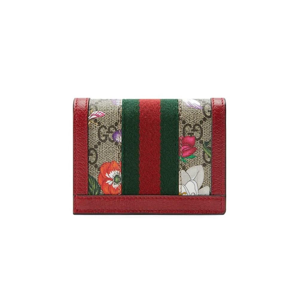 Gucci Ophidia Red Supreme Coated Canvas Gg Floral Wallet Bifold Wallet 523155