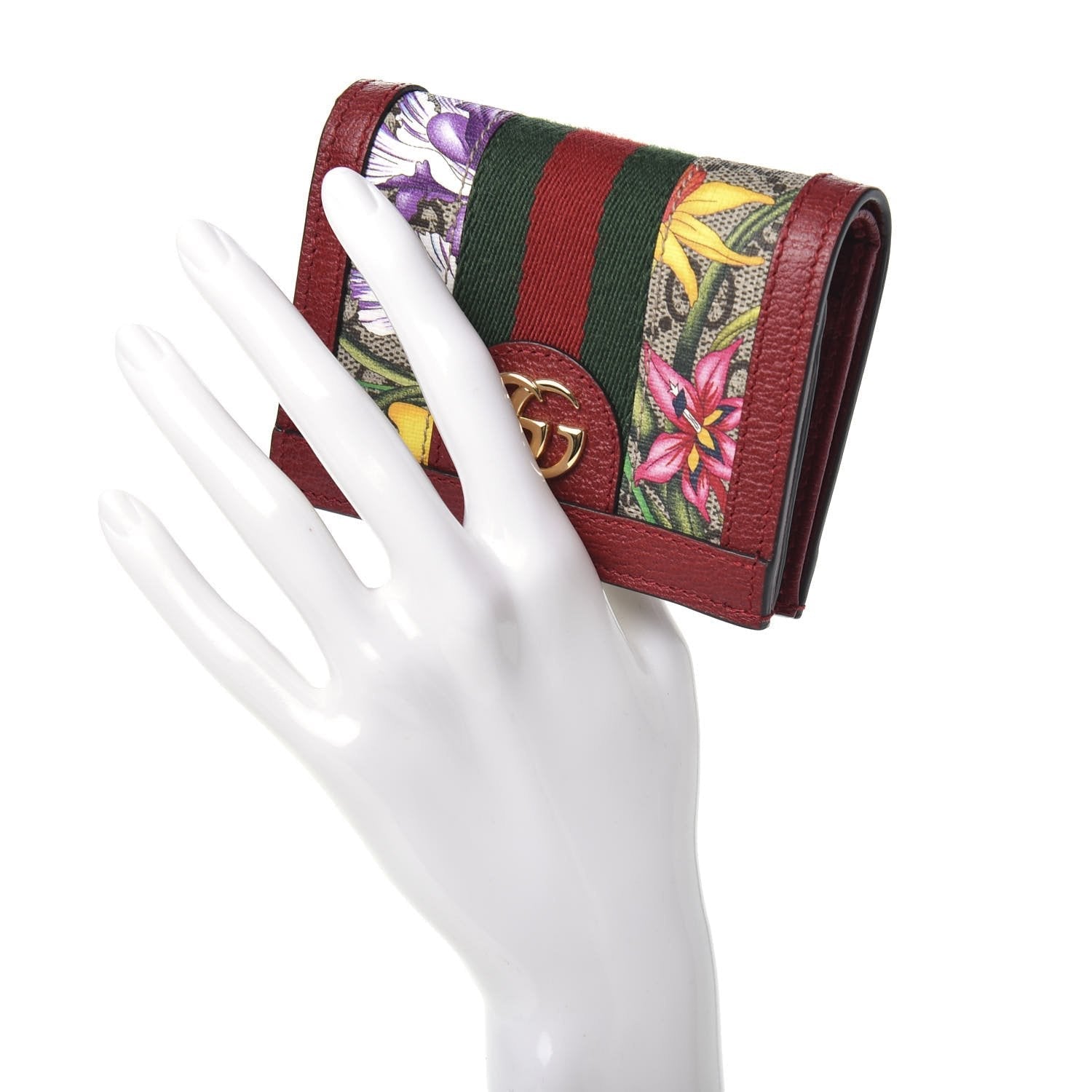 Gucci Ophidia Red Supreme Coated Canvas Gg Floral Wallet Bifold Wallet 523155