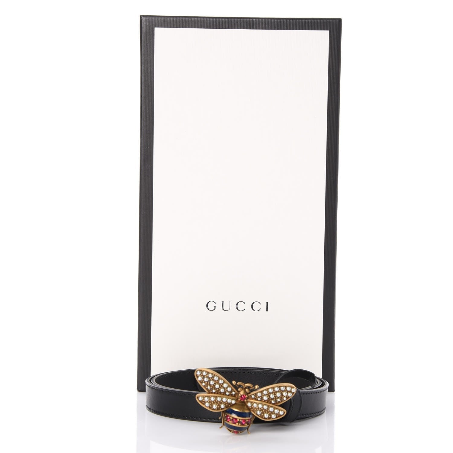 Gucci Queen Margaret Bee Belt Calfskin 95 38 Black 476452