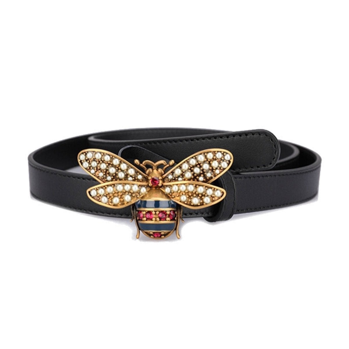 Gucci Queen Margaret Bee Belt Calfskin 95 38 Black 476452