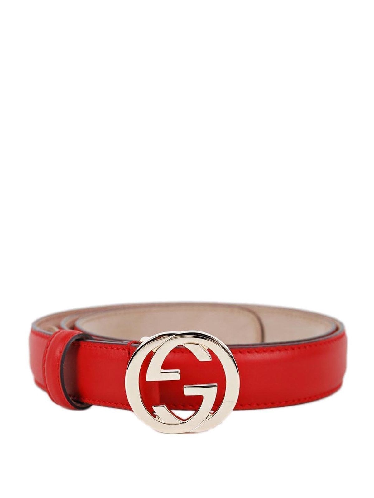 Gucci Red Leather Belt with Interlocking G Buckle 370717 Size: 38