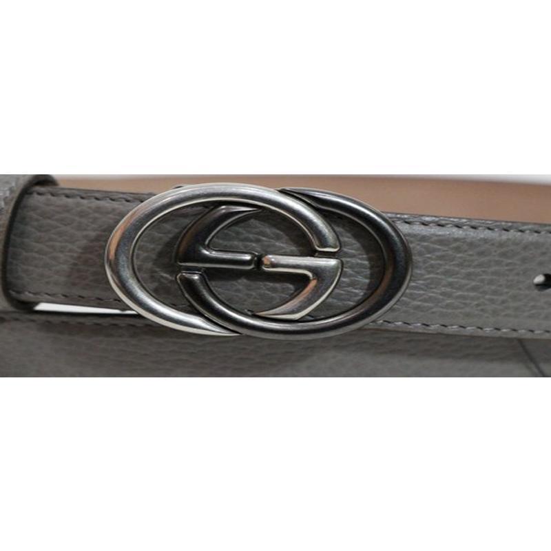 Gucci Unisex GG Gray Leather Belt 295704 Size: 36