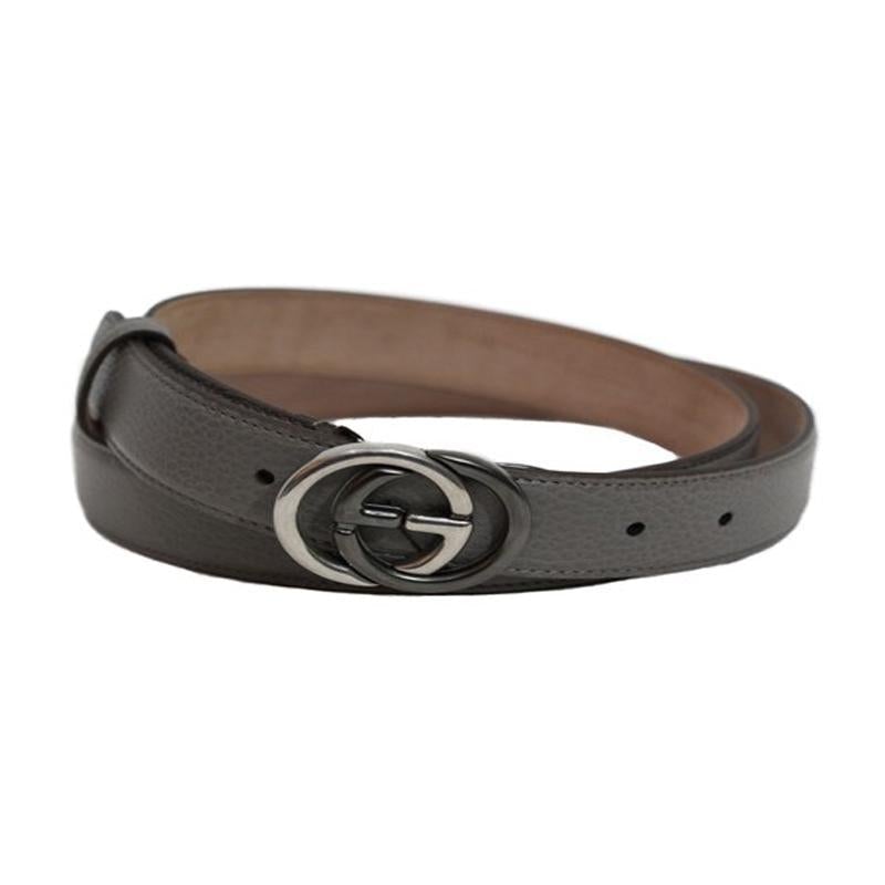 Gucci Unisex GG Gray Leather Belt 295704 Size: 36