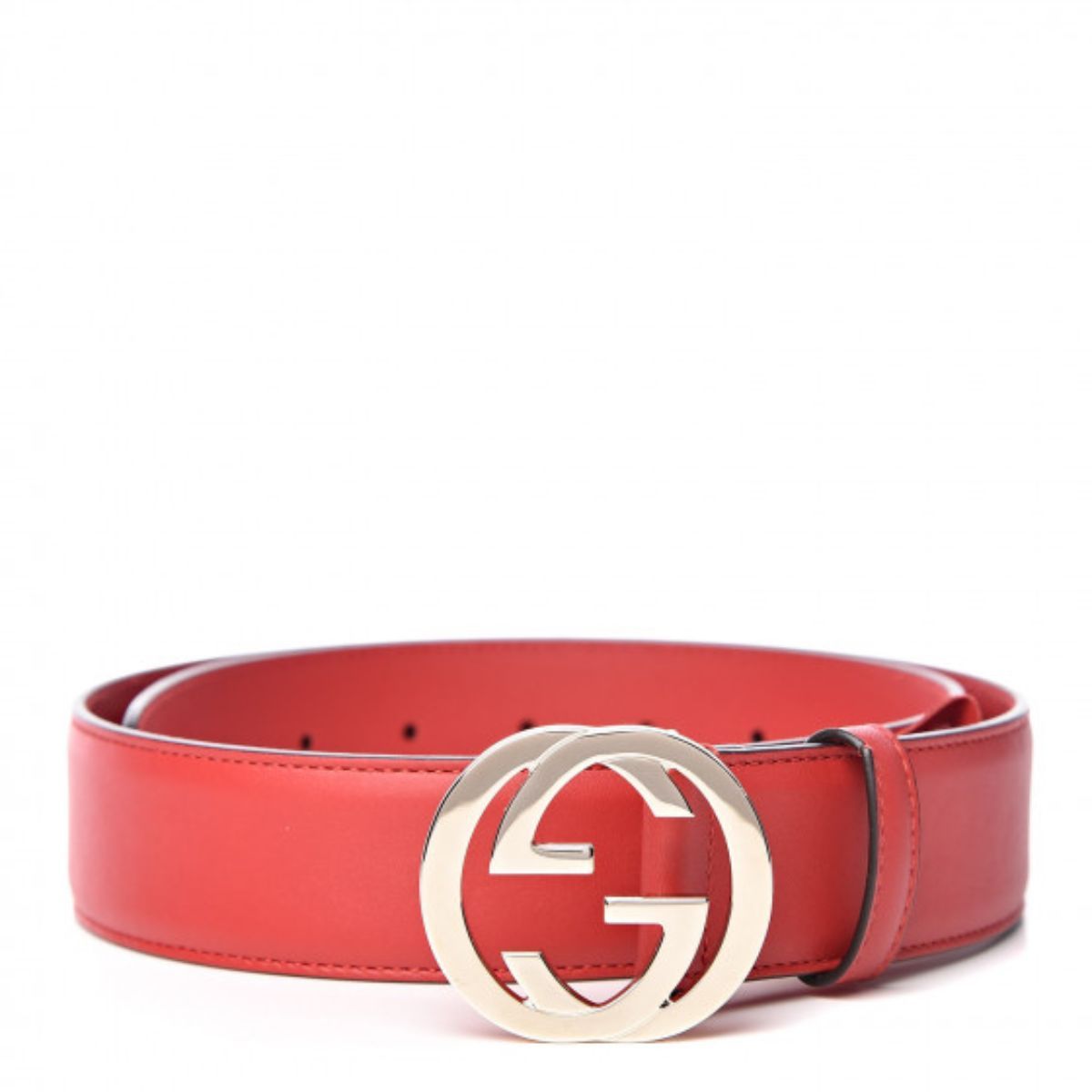 Gucci Women's Interlocking GG Red Leather Belt Size 100/40 546389