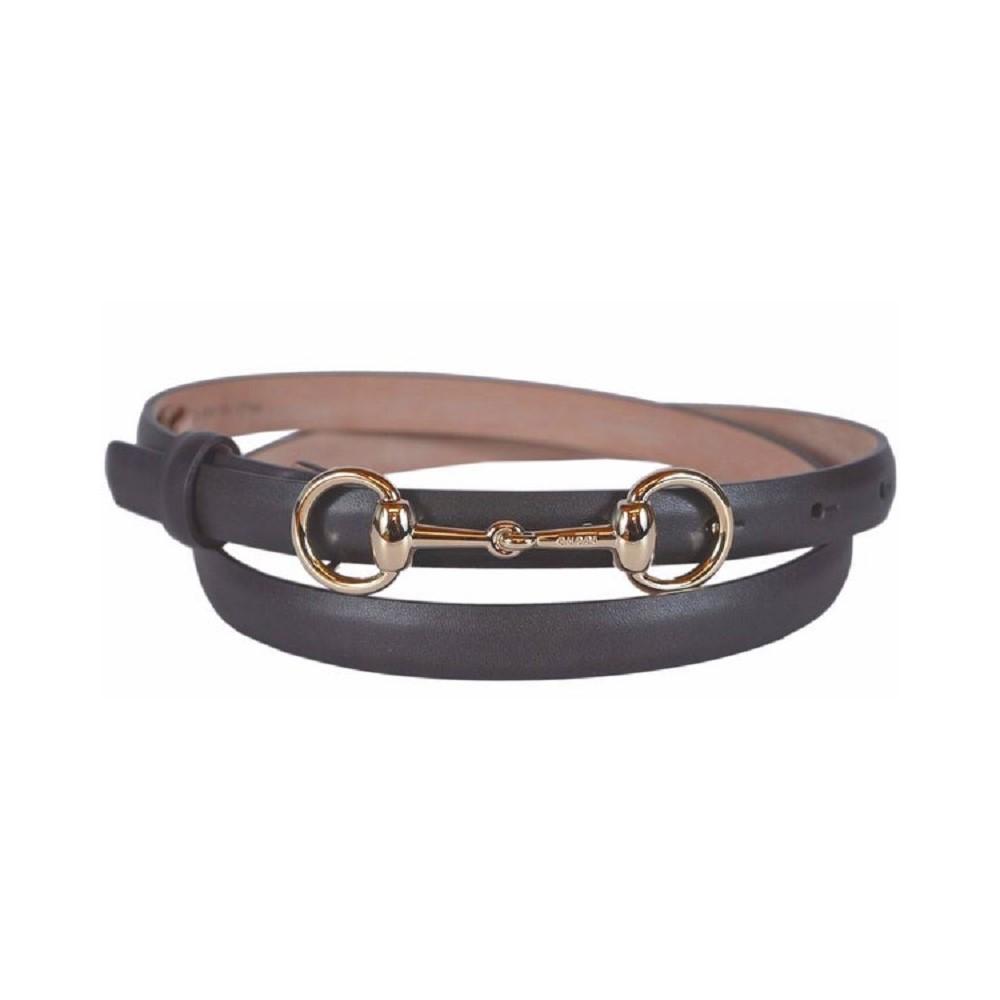 Gucci Women's Skinny Horsebit Cocoa Brown Leather Belt Size 85/34 282349